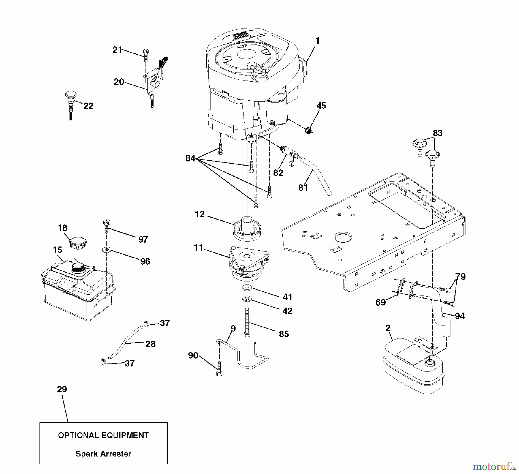Jonsered Rasen und Garten Traktoren LT2218 A (96041010500) - Jonsered Lawn & Garden Tractor (2009-01) ENGINE