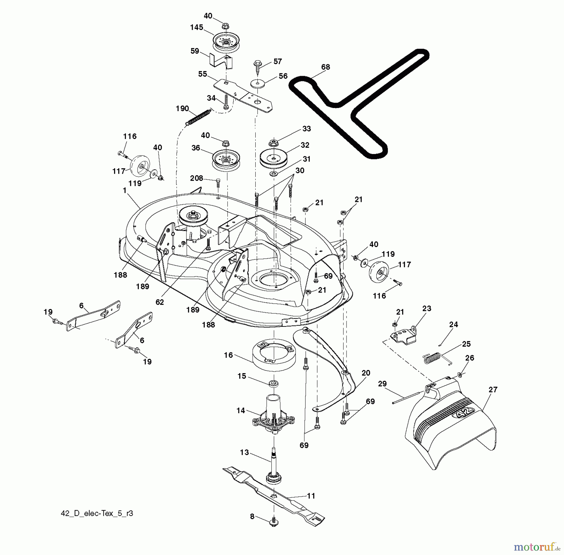 Jonsered Rasen und Garten Traktoren LT2218 A (96041010500) - Jonsered Lawn & Garden Tractor (2009-01) MOWER DECK / CUTTING DECK