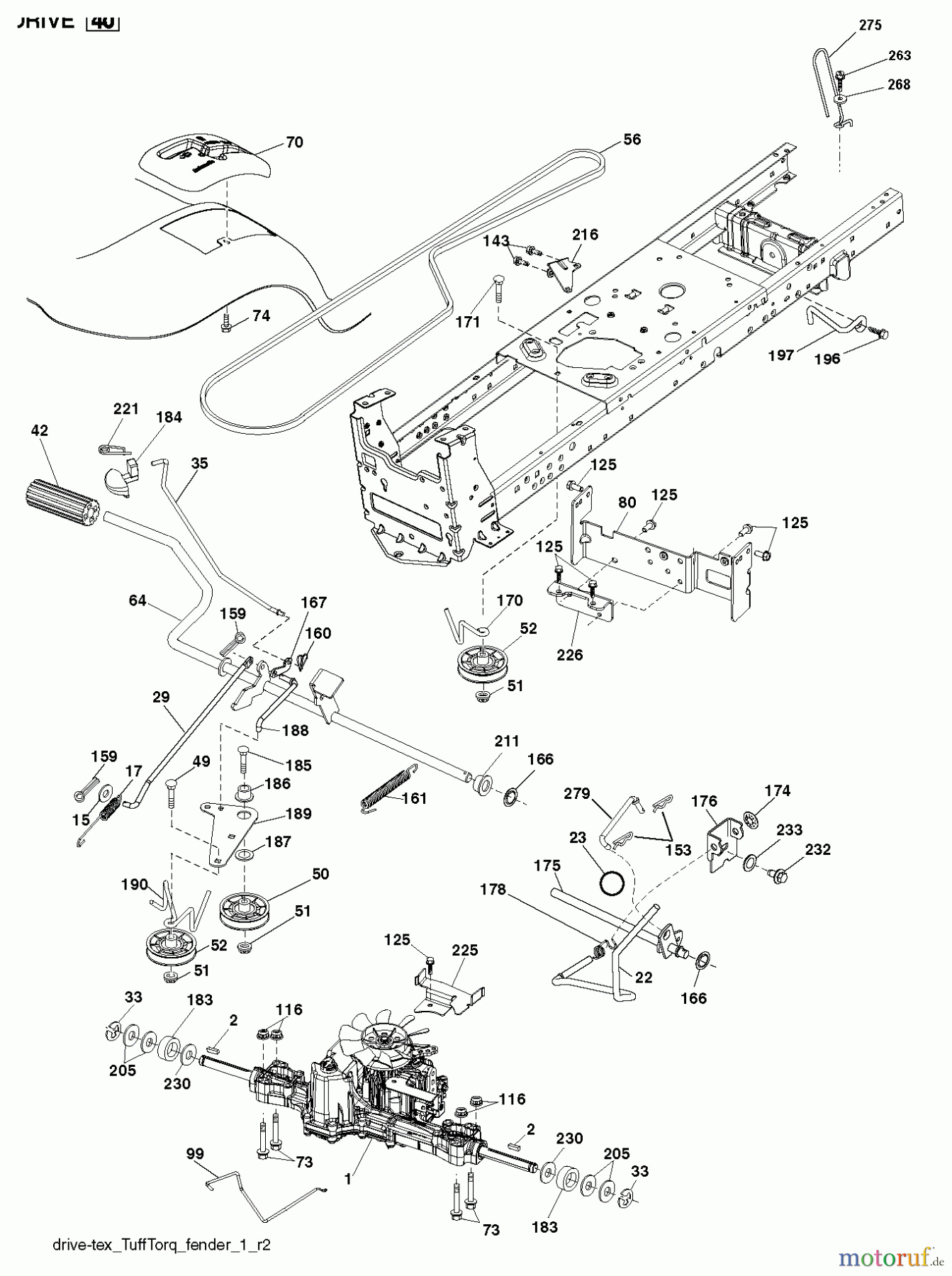 Jonsered Rasen und Garten Traktoren LT2218 A (96041010501) - Jonsered Lawn & Garden Tractor (2010-01) DRIVE