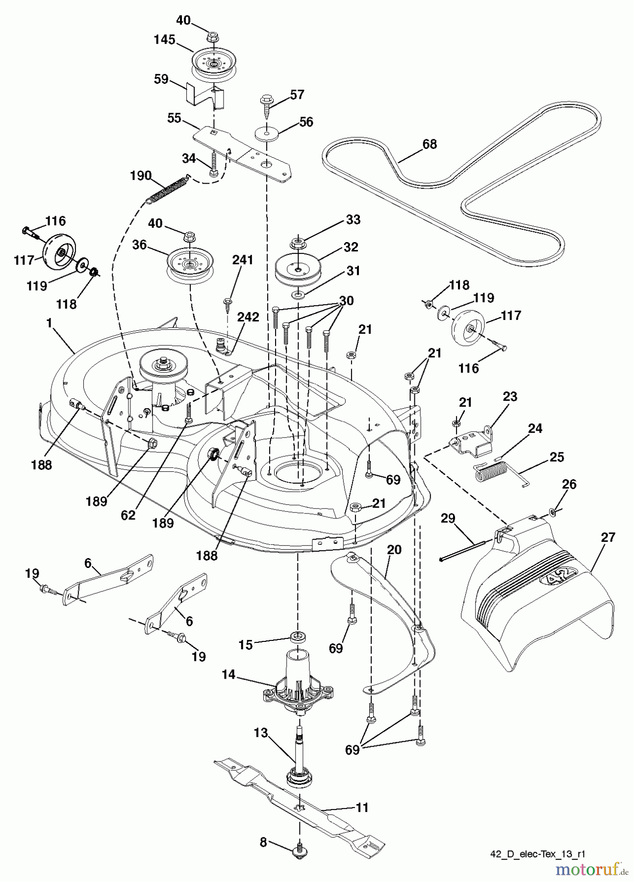 Jonsered Rasen und Garten Traktoren LT2218 A (96041010501) - Jonsered Lawn & Garden Tractor (2010-01) MOWER DECK / CUTTING DECK