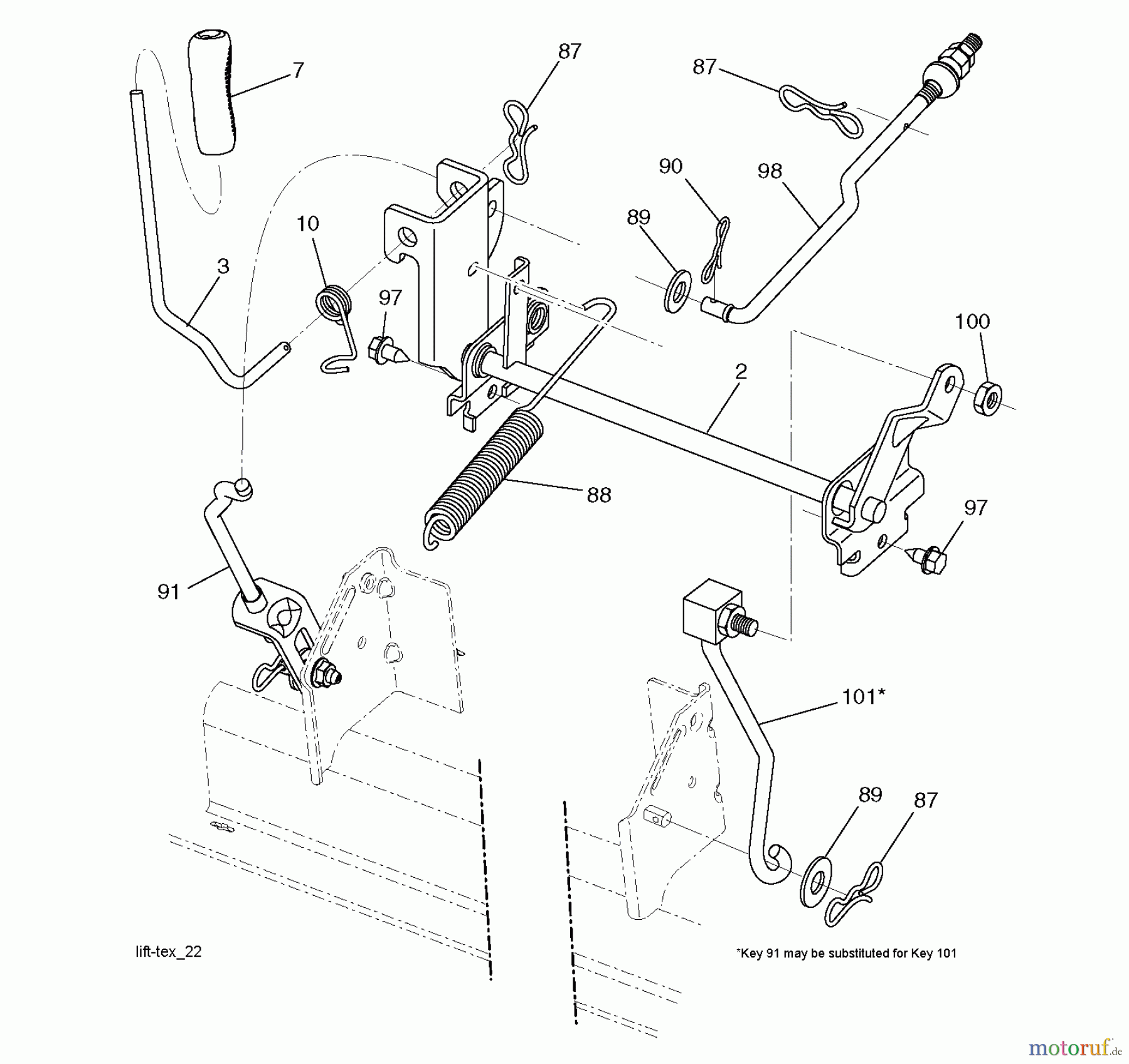 Jonsered Rasen und Garten Traktoren LT2217 A (96041010401) - Jonsered Lawn & Garden Tractor (2010-01) MOWER LIFT / DECK LIFT
