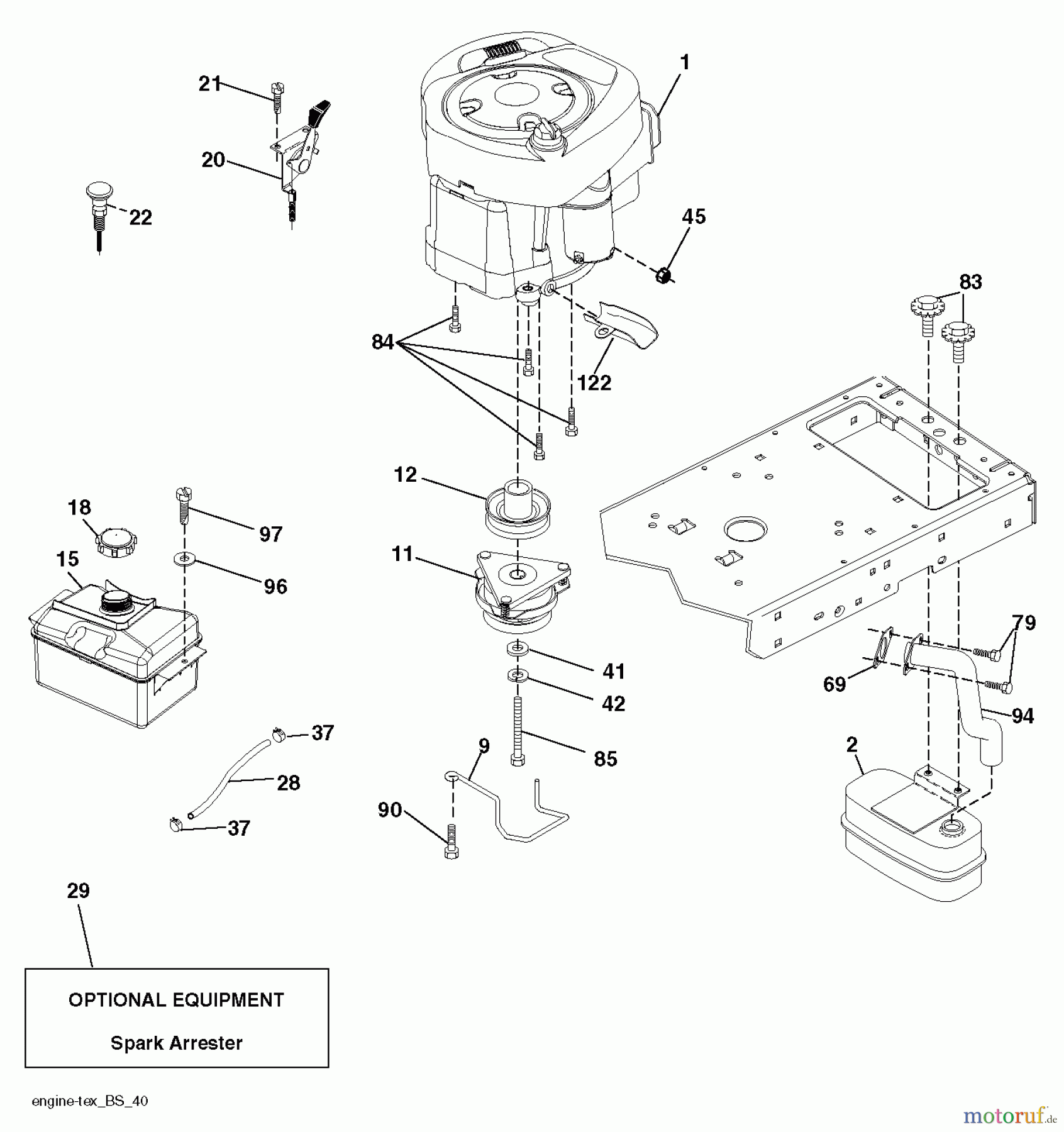 Jonsered Rasen und Garten Traktoren LT2218 A (96041010502) - Jonsered Lawn & Garden Tractor (2010-03) ENGINE