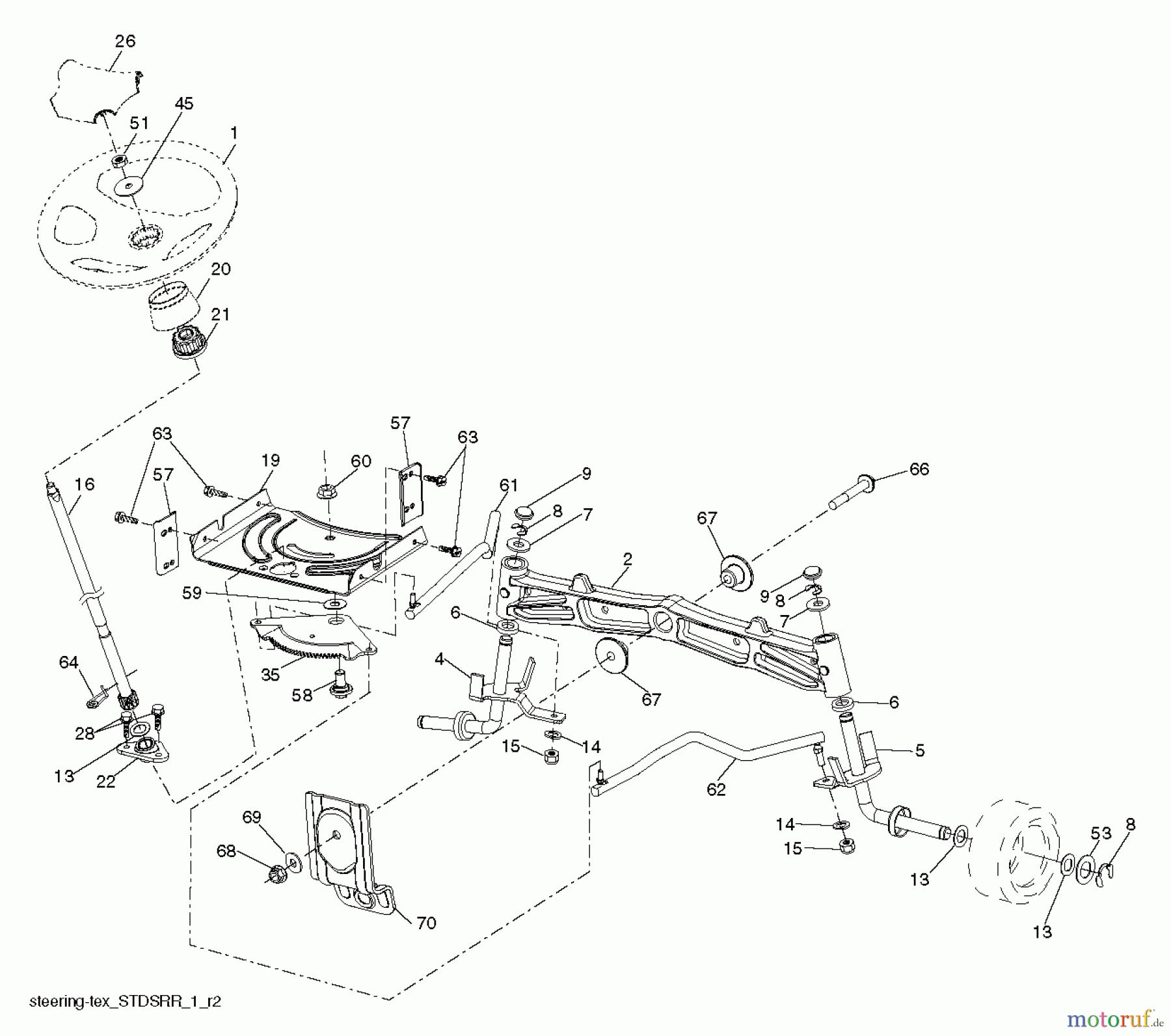 Jonsered Rasen und Garten Traktoren LT2218 A (96041010503) - Jonsered Lawn & Garden Tractor (2010-08) STEERING