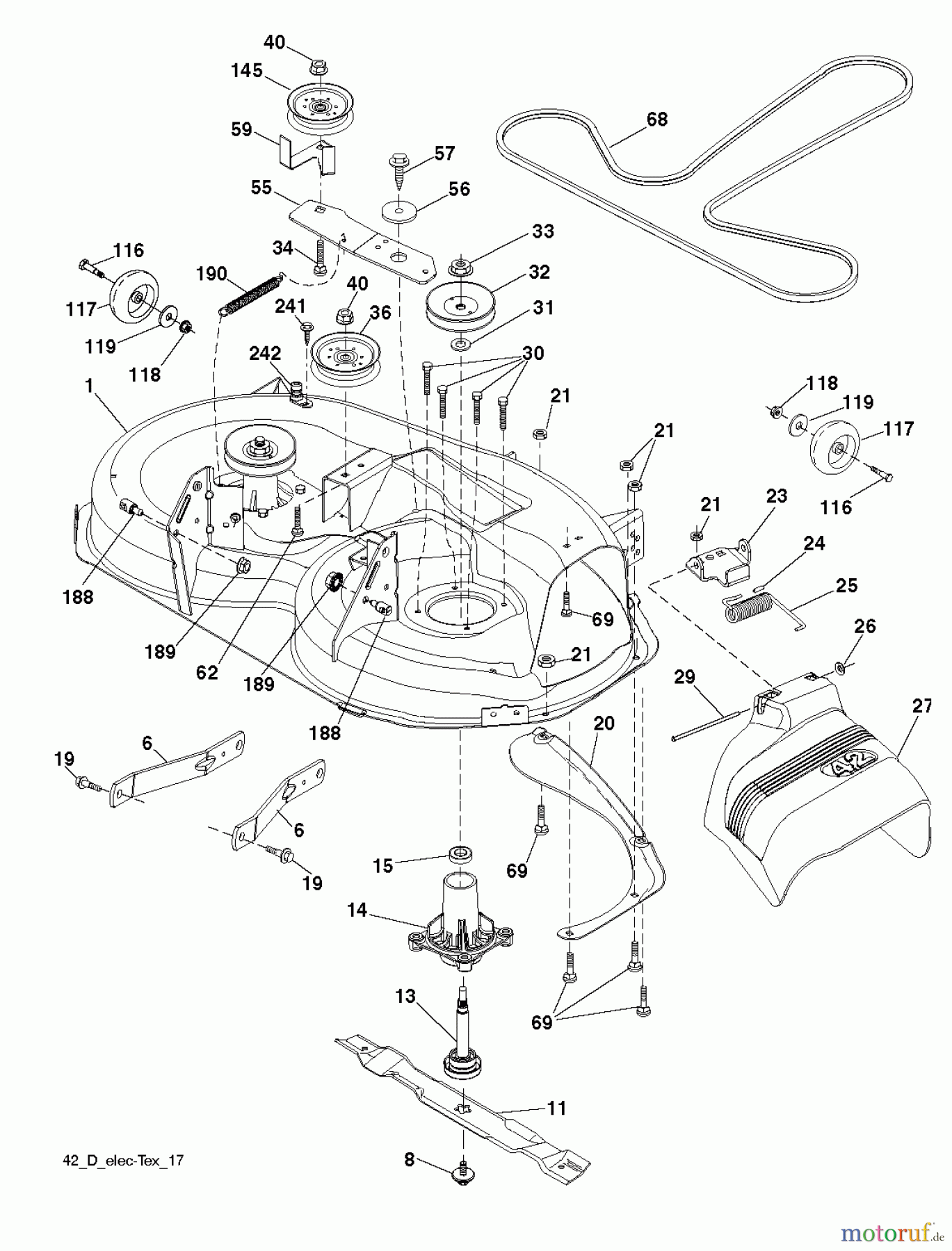 Jonsered Rasen und Garten Traktoren LT2218 A (96041010503) - Jonsered Lawn & Garden Tractor (2010-08) MOWER DECK / CUTTING DECK