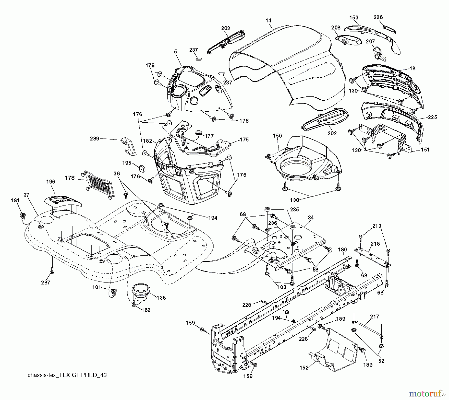 Jonsered Rasen und Garten Traktoren LT2218 A (96041010503) - Jonsered Lawn & Garden Tractor (2010-08) CHASSIS ENCLOSURES