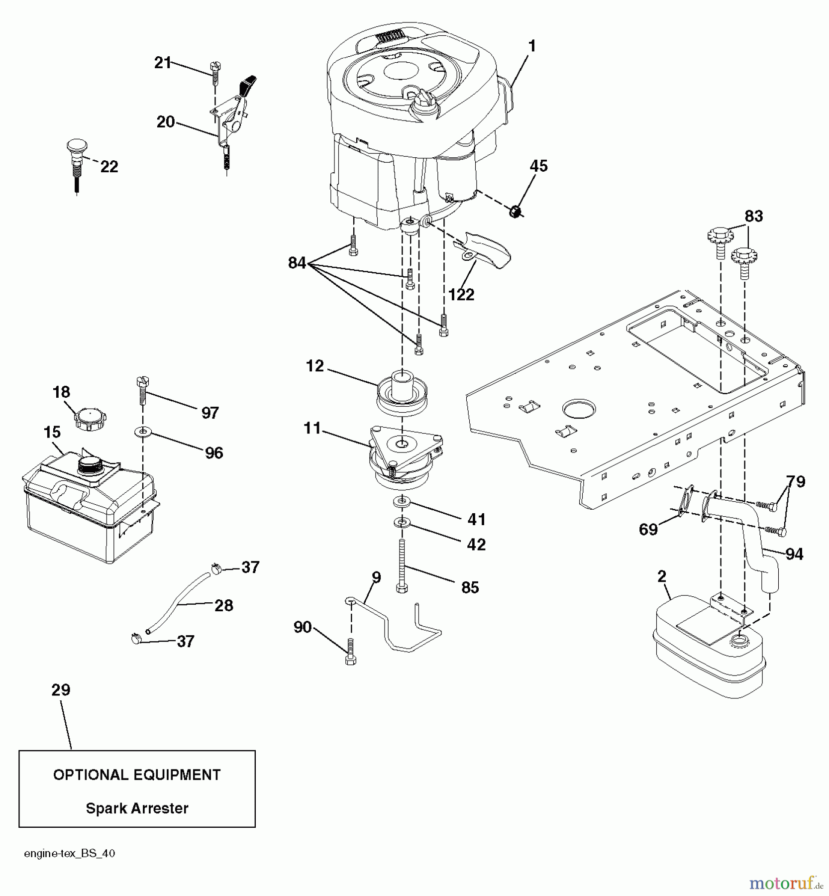  Jonsered Rasen  und Garten Traktoren LT2218 A (96041010503) - Jonsered Lawn & Garden Tractor (2010-08) ENGINE