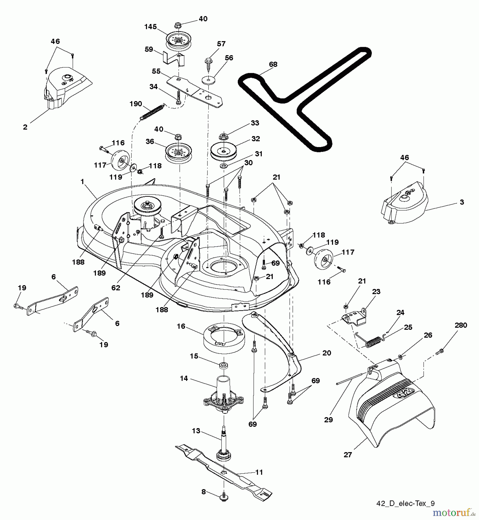 Jonsered Rasen und Garten Traktoren LT2218 A2 (96041003900) - Jonsered Lawn & Garden Tractor (2007-04) MOWER DECK / CUTTING DECK
