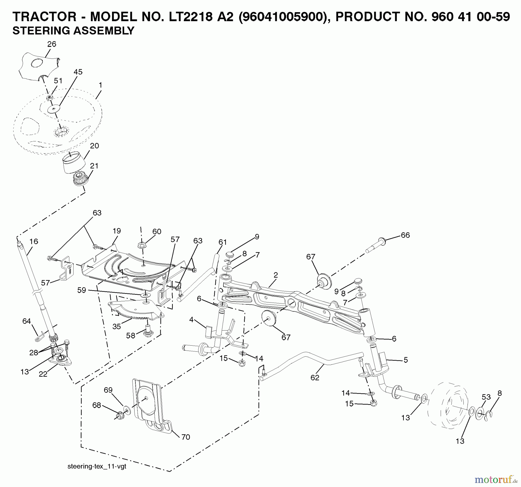 Jonsered Rasen und Garten Traktoren LT2218 A2 (96041005900) - Jonsered Lawn & Garden Tractor (2007-06) STEERING