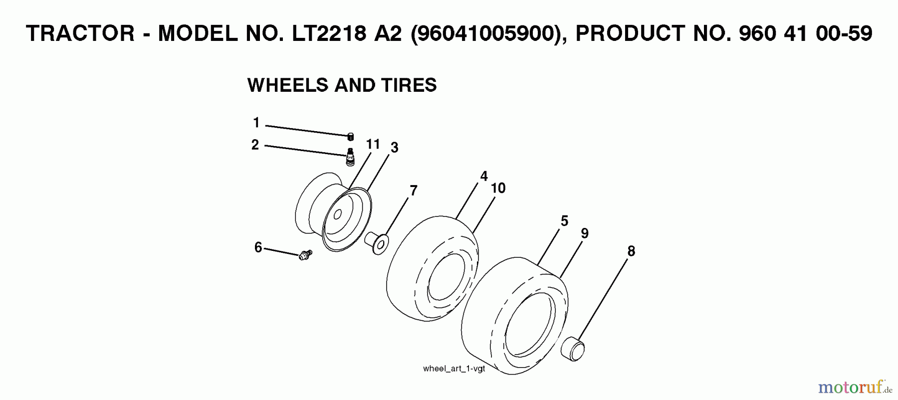 Jonsered Rasen und Garten Traktoren LT2218 A2 (96041005900) - Jonsered Lawn & Garden Tractor (2007-06) WHEELS TIRES