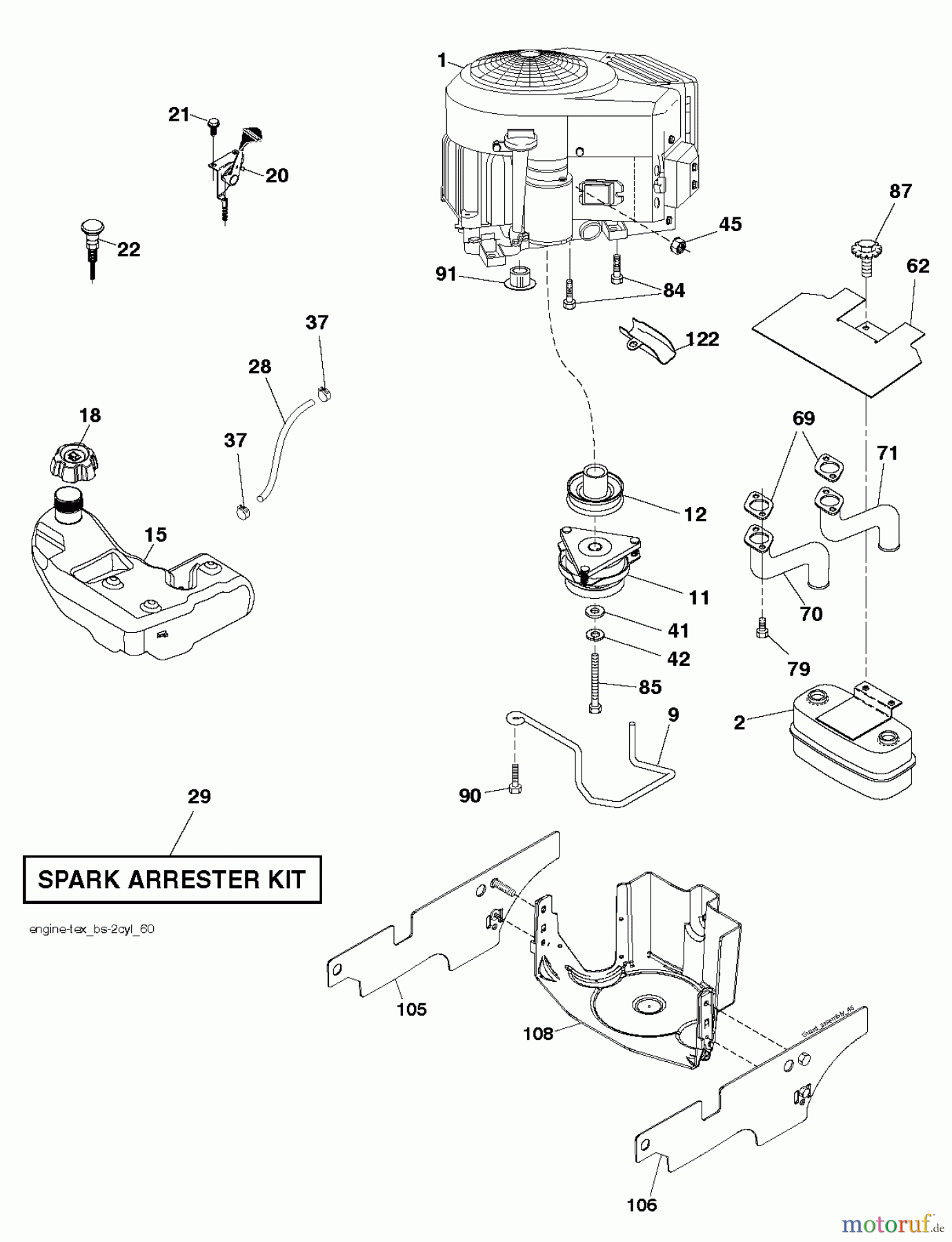  Jonsered Rasen  und Garten Traktoren LT2218 A2 (96041010902) - Jonsered Lawn & Garden Tractor (2010-11) ENGINE