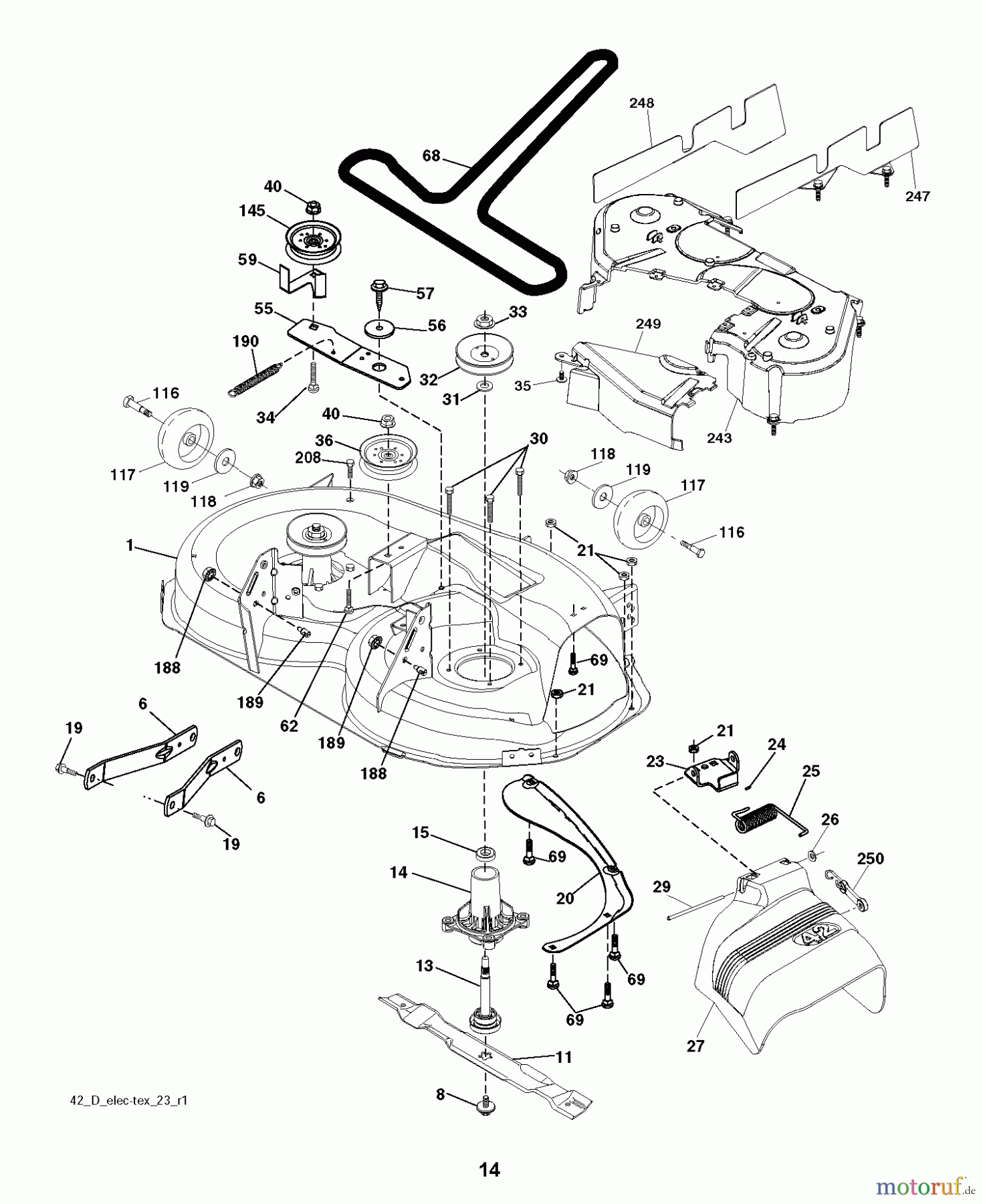 Jonsered Rasen und Garten Traktoren LT2218 A2 (96041010902) - Jonsered Lawn & Garden Tractor (2010-11) MOWER DECK / CUTTING DECK