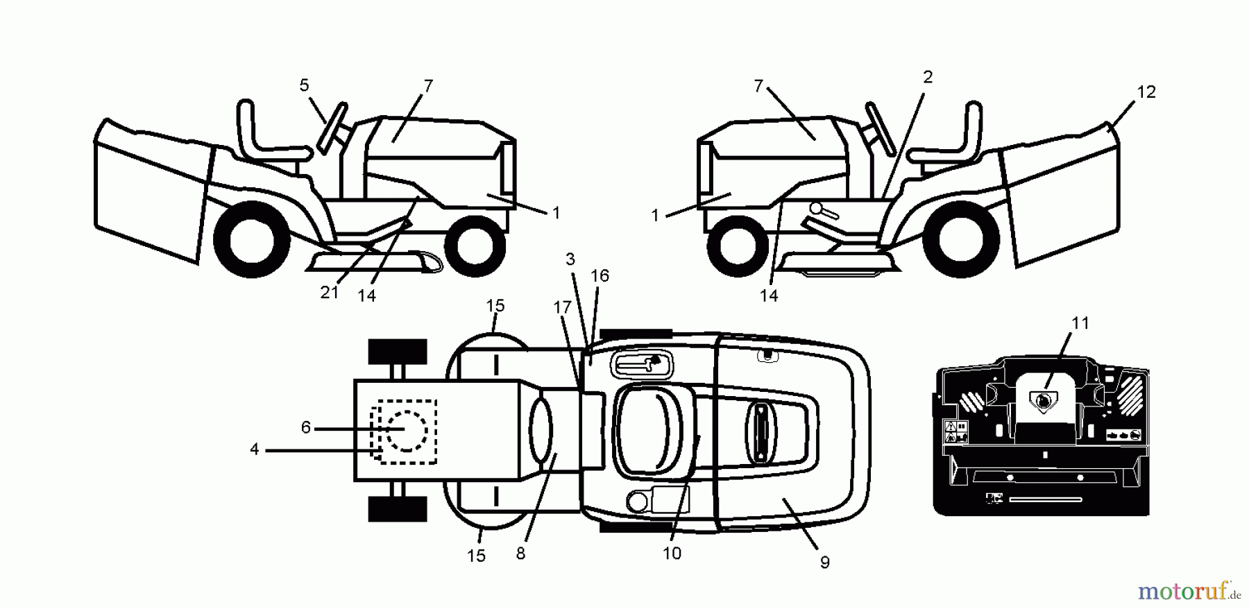 Jonsered Rasen und Garten Traktoren LT2218 CMA (96061021901) - Jonsered Lawn & Garden Tractor (2010-02) DECALS
