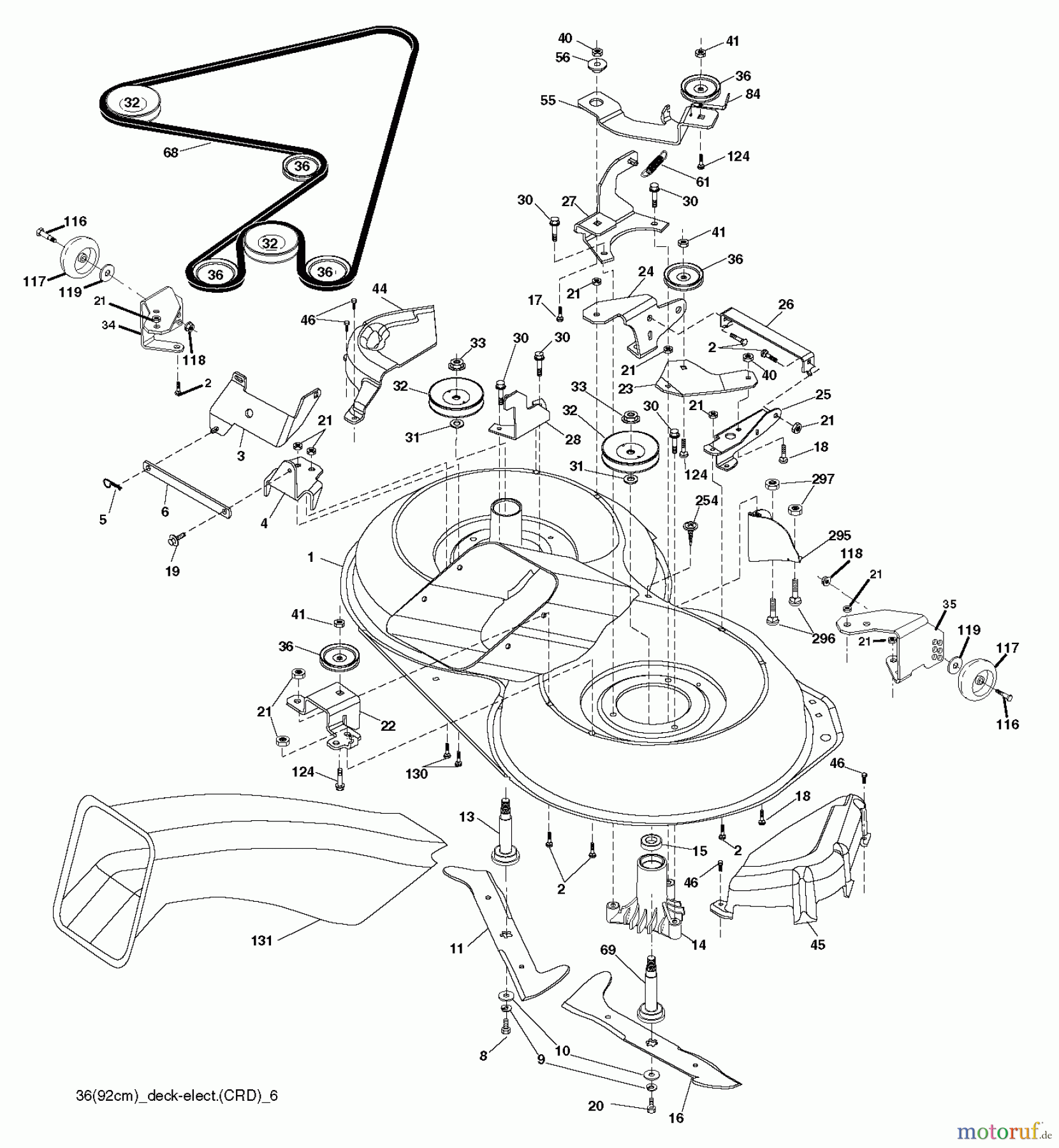 Jonsered Rasen und Garten Traktoren LT2218 CMA (96061021901) - Jonsered Lawn & Garden Tractor (2010-02) MOWER DECK / CUTTING DECK