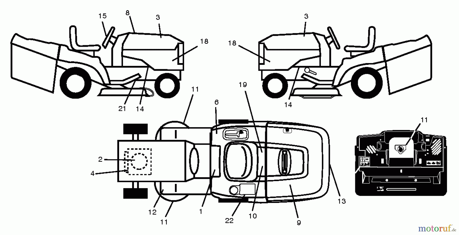 Jonsered Rasen und Garten Traktoren LT2218 CMA (96061032200) - Jonsered Lawn & Garden Tractor (2010-11) DECALS