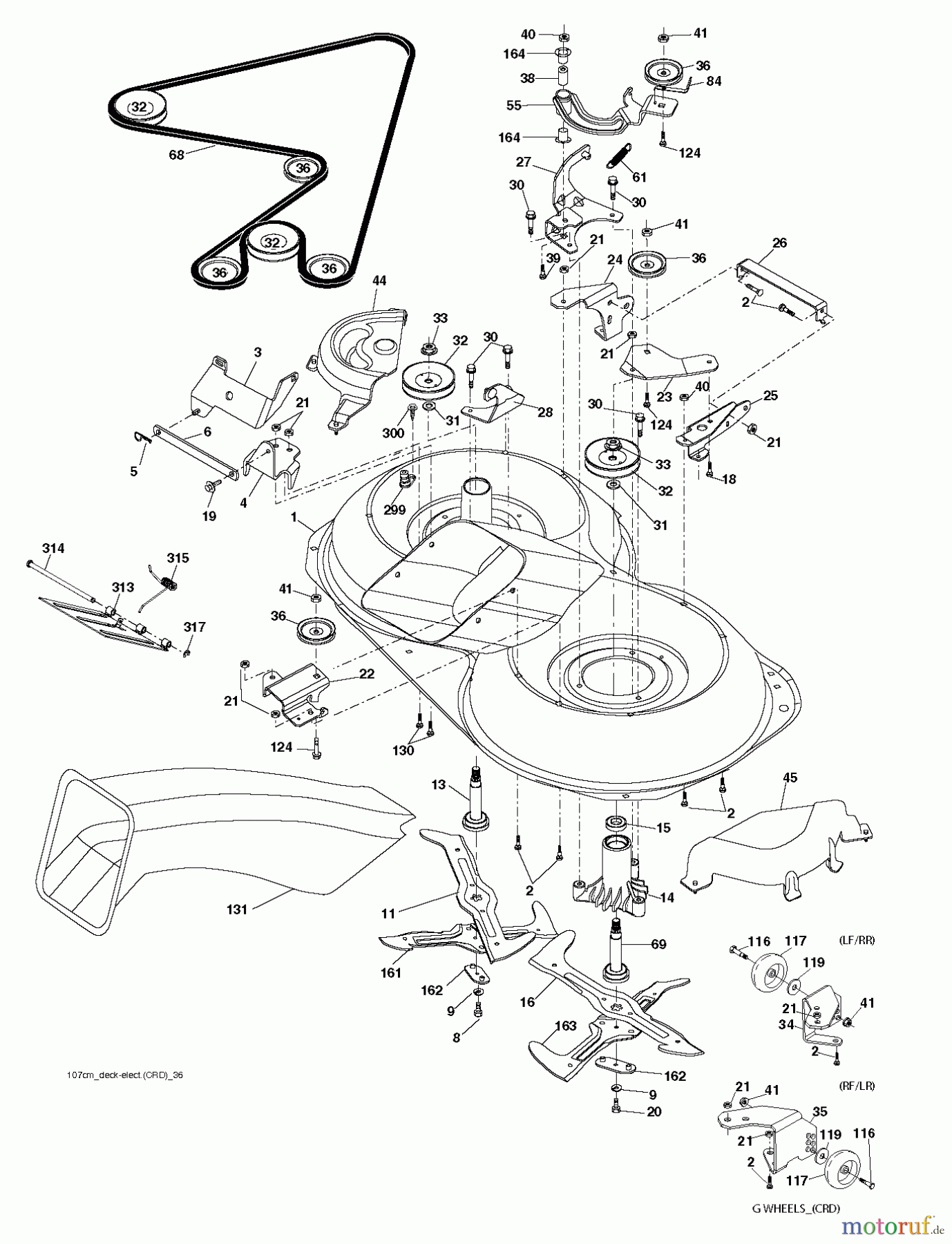 Jonsered Rasen und Garten Traktoren LT2218 CMA (96061032200) - Jonsered Lawn & Garden Tractor (2010-11) MOWER DECK / CUTTING DECK