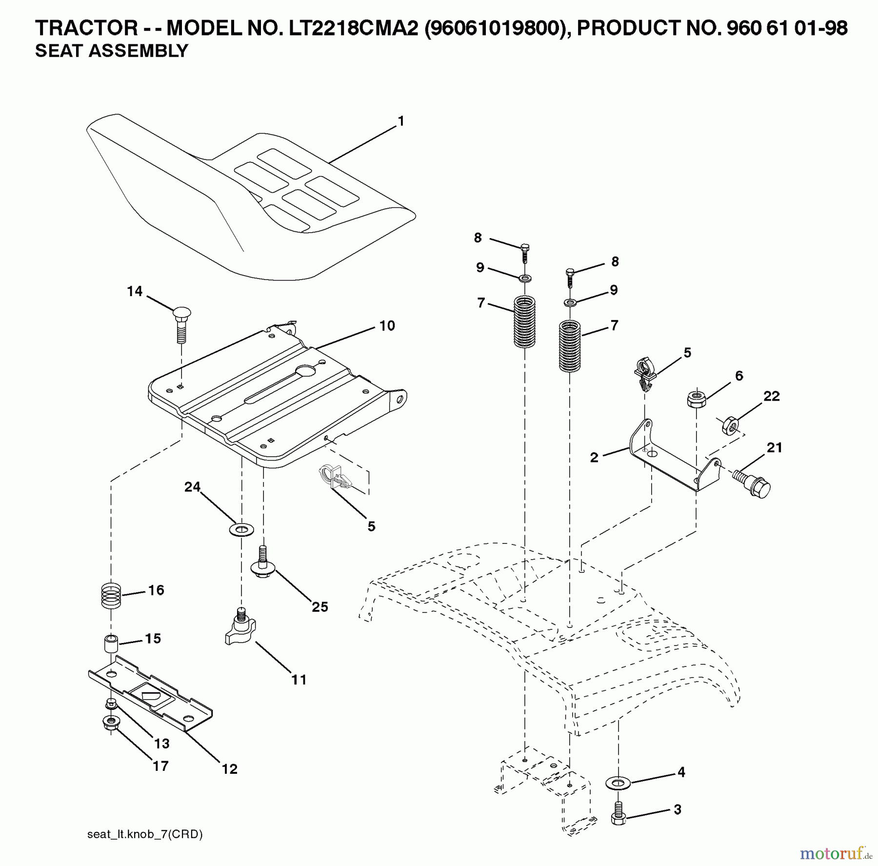 Jonsered Rasen und Garten Traktoren LT2218 CMA2 (96061019800) - Jonsered Lawn & Garden Tractor (2007-04) SEAT