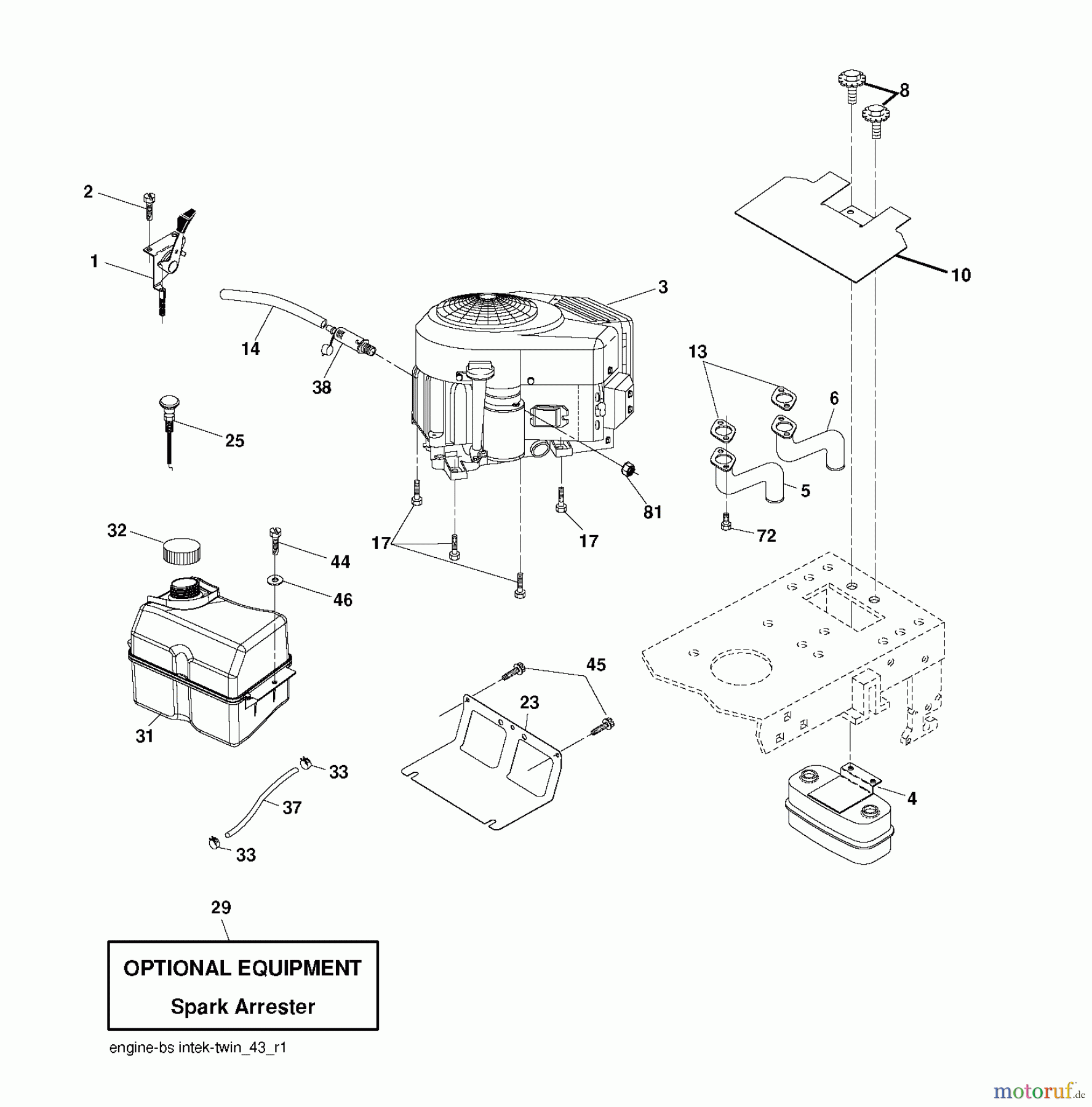 Jonsered Rasen und Garten Traktoren LT2218 CMA2 (96061019802) - Jonsered Lawn & Garden Tractor (2007-10) ENGINE