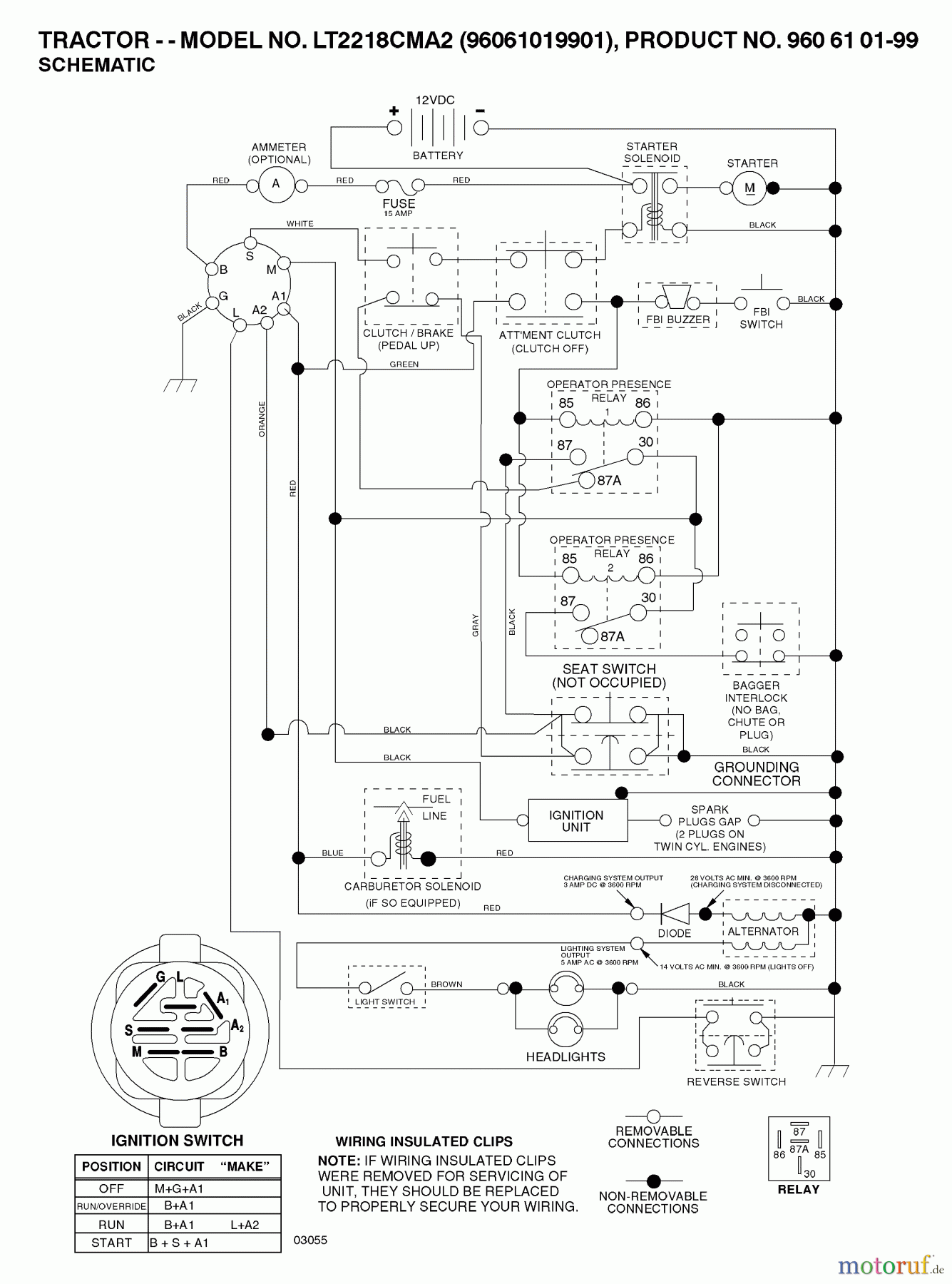 Jonsered Rasen und Garten Traktoren LT2218 CMA2 (96061019901) - Jonsered Lawn & Garden Tractor (2007-05) SCHEMATIC