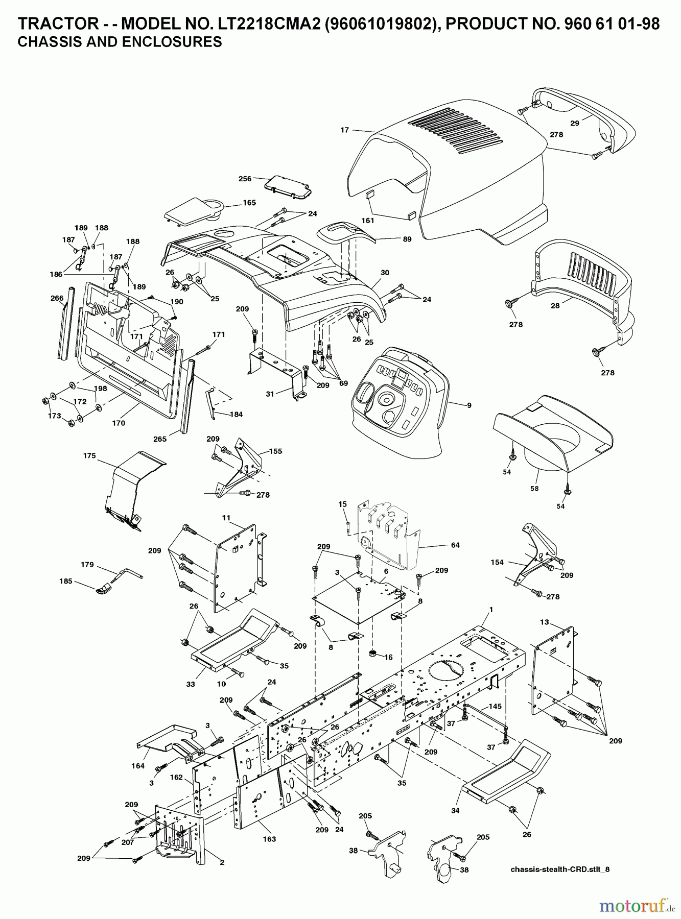 Jonsered Rasen und Garten Traktoren LT2218 CMA2 (96061019903) - Jonsered Lawn & Garden Tractor (2007-10) CHASSIS ENCLOSURES