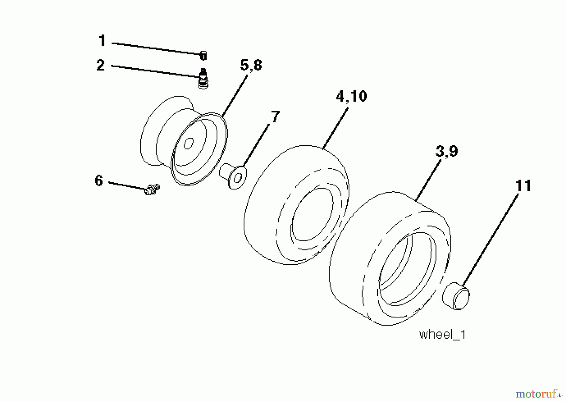  Jonsered Rasen  und Garten Traktoren LT2218 CMA2 (96061024100) - Jonsered Lawn & Garden Tractor (2009-01) WHEELS TIRES