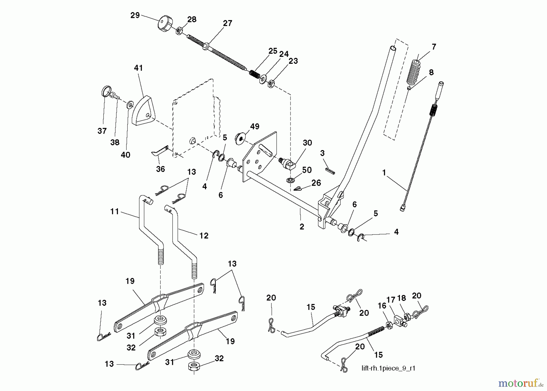 Jonsered Rasen und Garten Traktoren LT2218 CMA2 (96061026601) - Jonsered Lawn & Garden Tractor (2010-08) MOWER LIFT / DECK LIFT