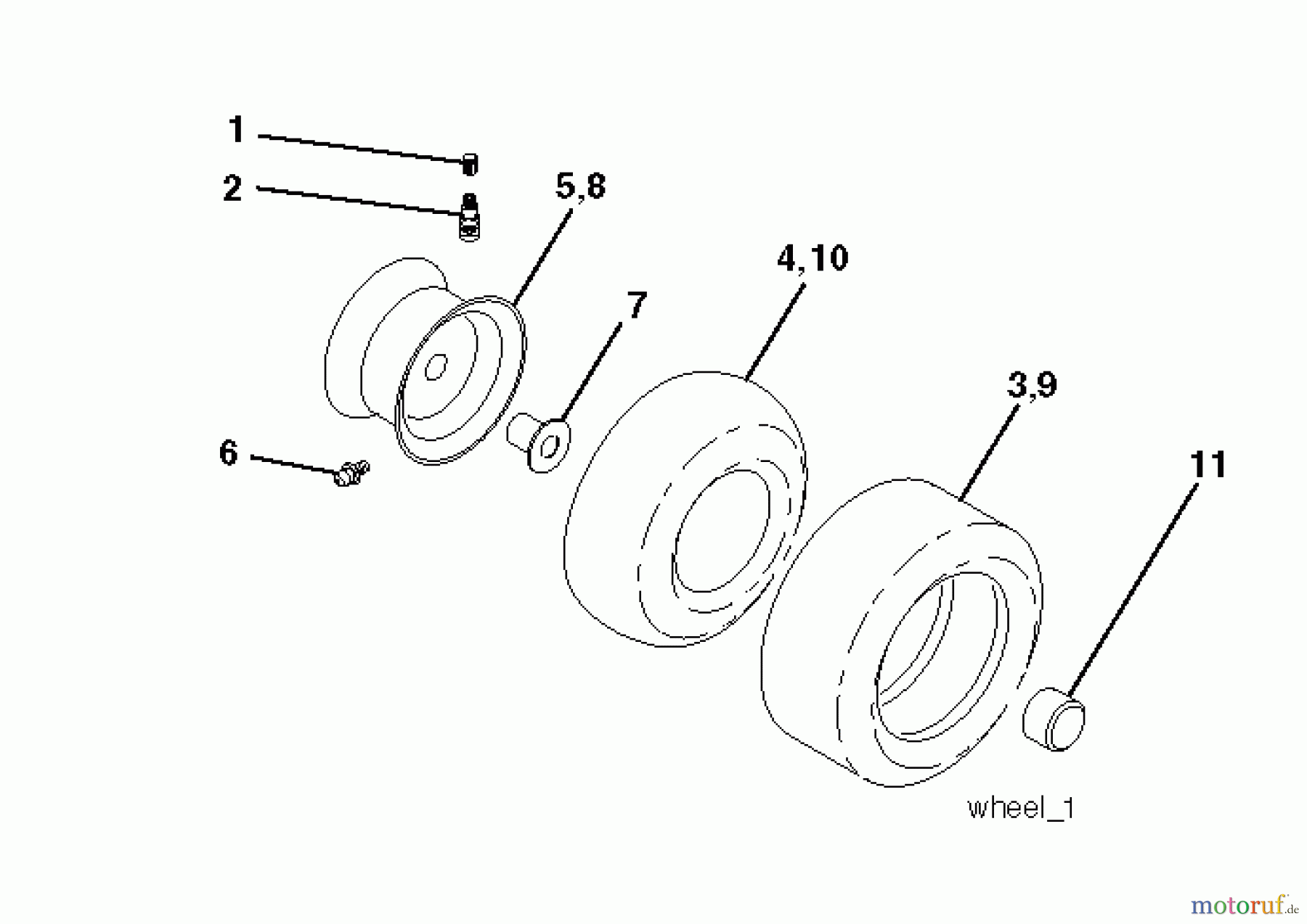 Jonsered Rasen und Garten Traktoren LT2218 CMA2 (96061019802) - Jonsered Lawn & Garden Tractor (2007-10) WHEELS TIRES