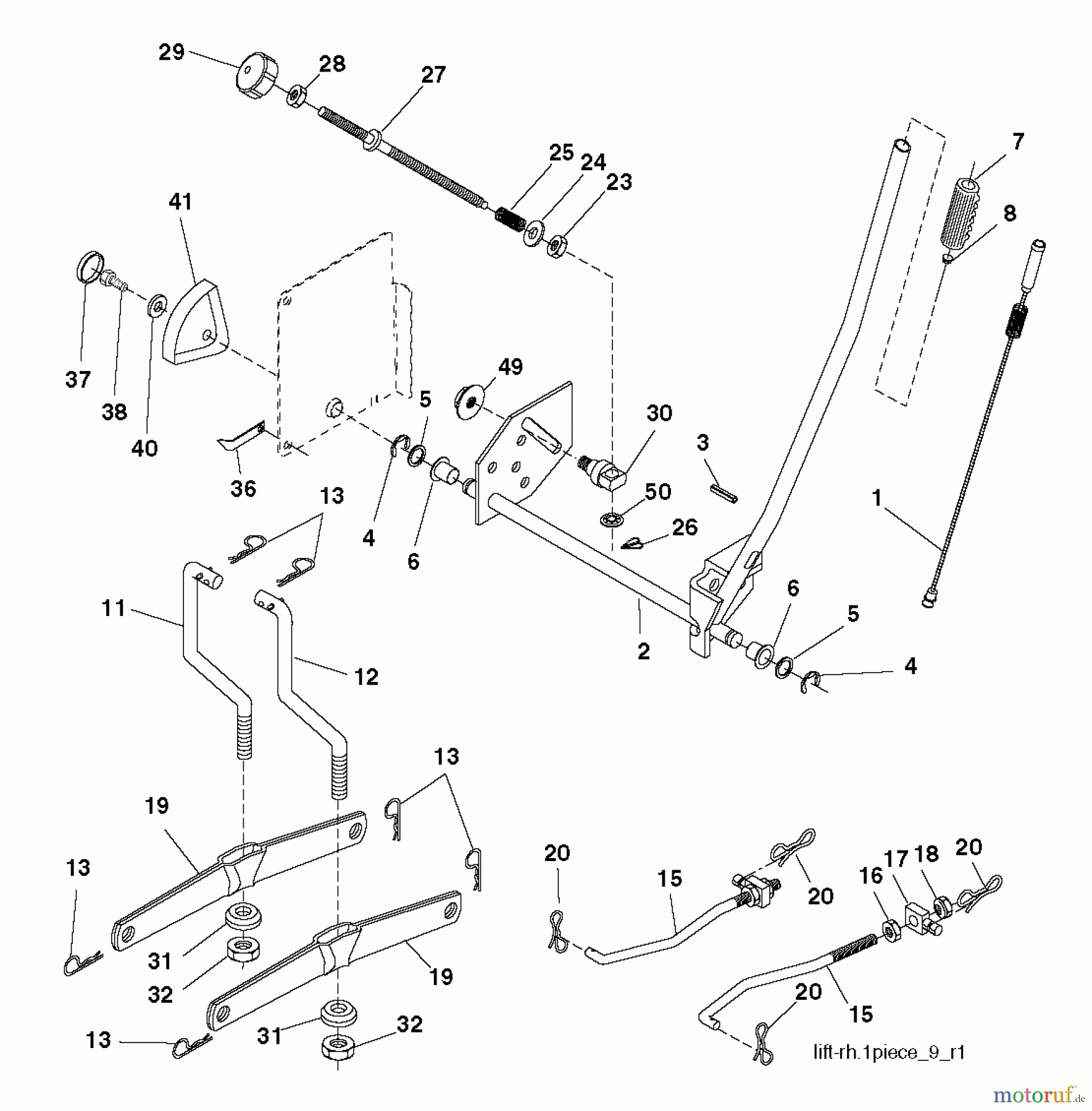 Jonsered Rasen und Garten Traktoren LT2218 CMA2 (96061026701) - Jonsered Lawn & Garden Tractor (2010-08) MOWER LIFT / DECK LIFT