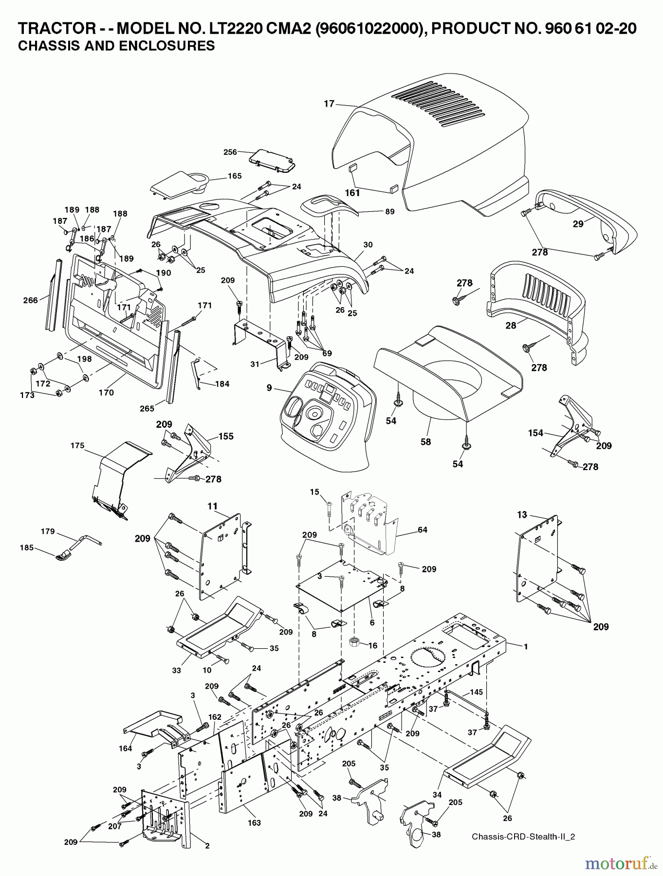 Jonsered Rasen und Garten Traktoren LT2220 CMA2 (96061022000) - Jonsered Lawn & Garden Tractor (2007-04) CHASSIS ENCLOSURES