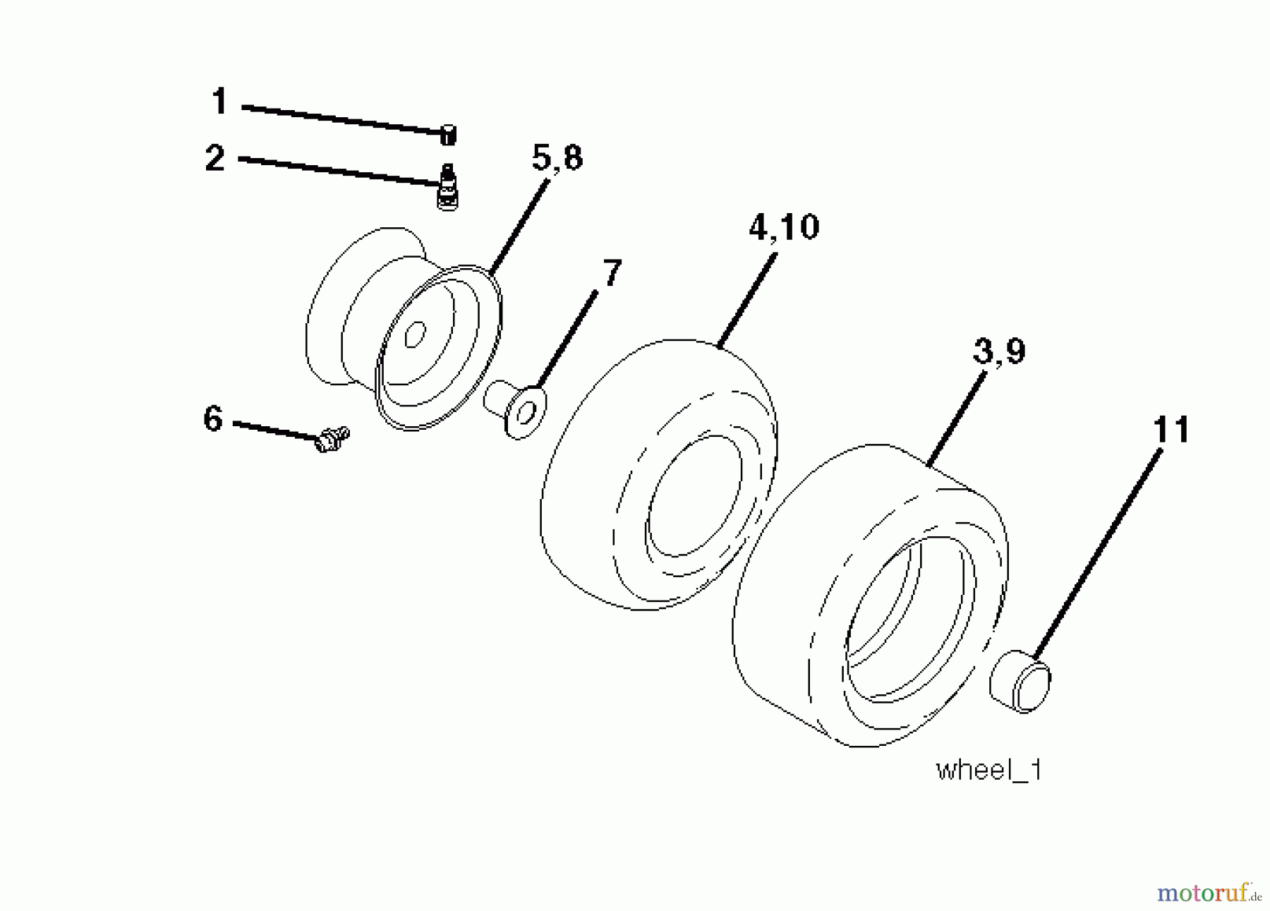 Jonsered Rasen und Garten Traktoren LT2220 CMA2 (96061022003) - Jonsered Lawn & Garden Tractor (2009-07) WHEELS TIRES