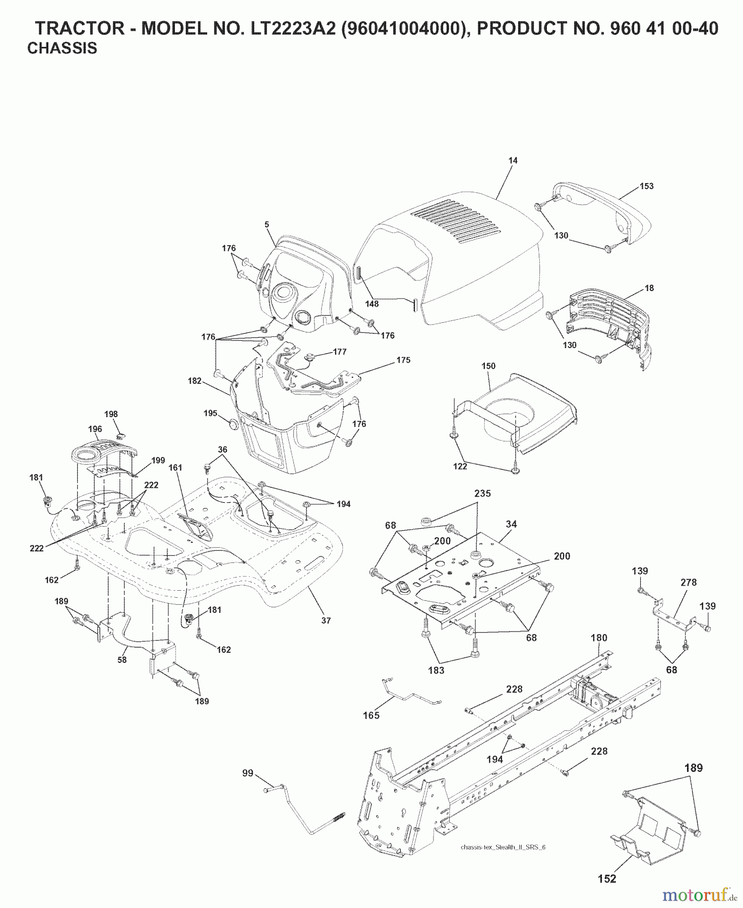Jonsered Rasen und Garten Traktoren LT2223 A2 (960410040, 96041004000) - Jonsered Lawn & Garden Tractor (2007-07) CHASSIS ENCLOSURES
