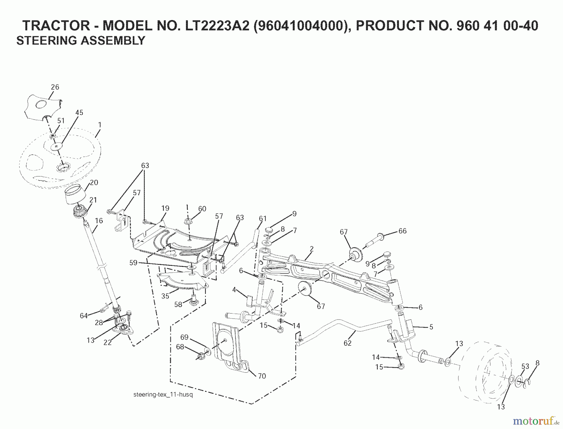 Jonsered Rasen und Garten Traktoren LT2223 A2 (960410040, 96041004000) - Jonsered Lawn & Garden Tractor (2007-07) STEERING