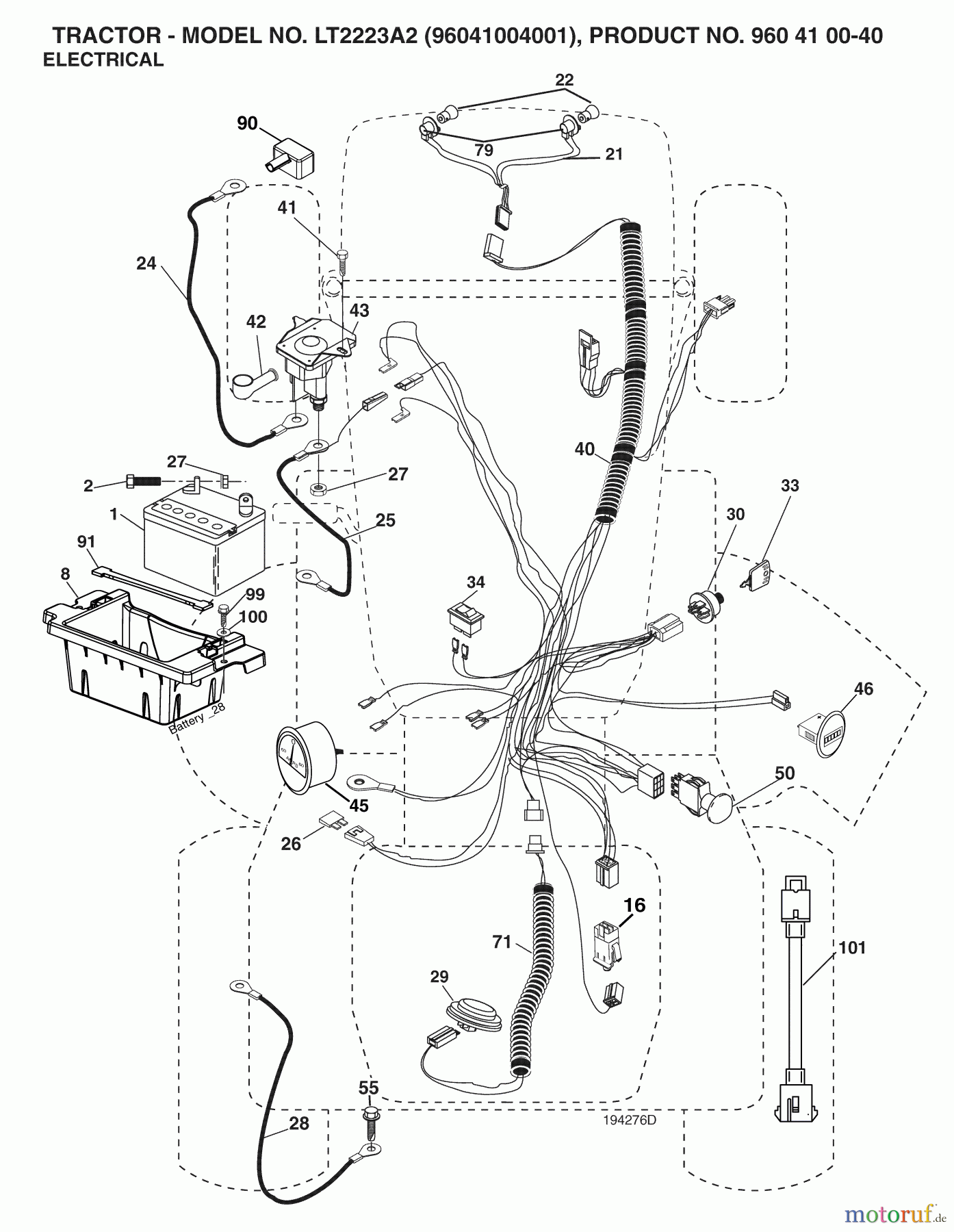 Jonsered Rasen und Garten Traktoren LT2223 A2 (960410040, 96041004001) - Jonsered Lawn & Garden Tractor (2007-05) ELECTRICAL