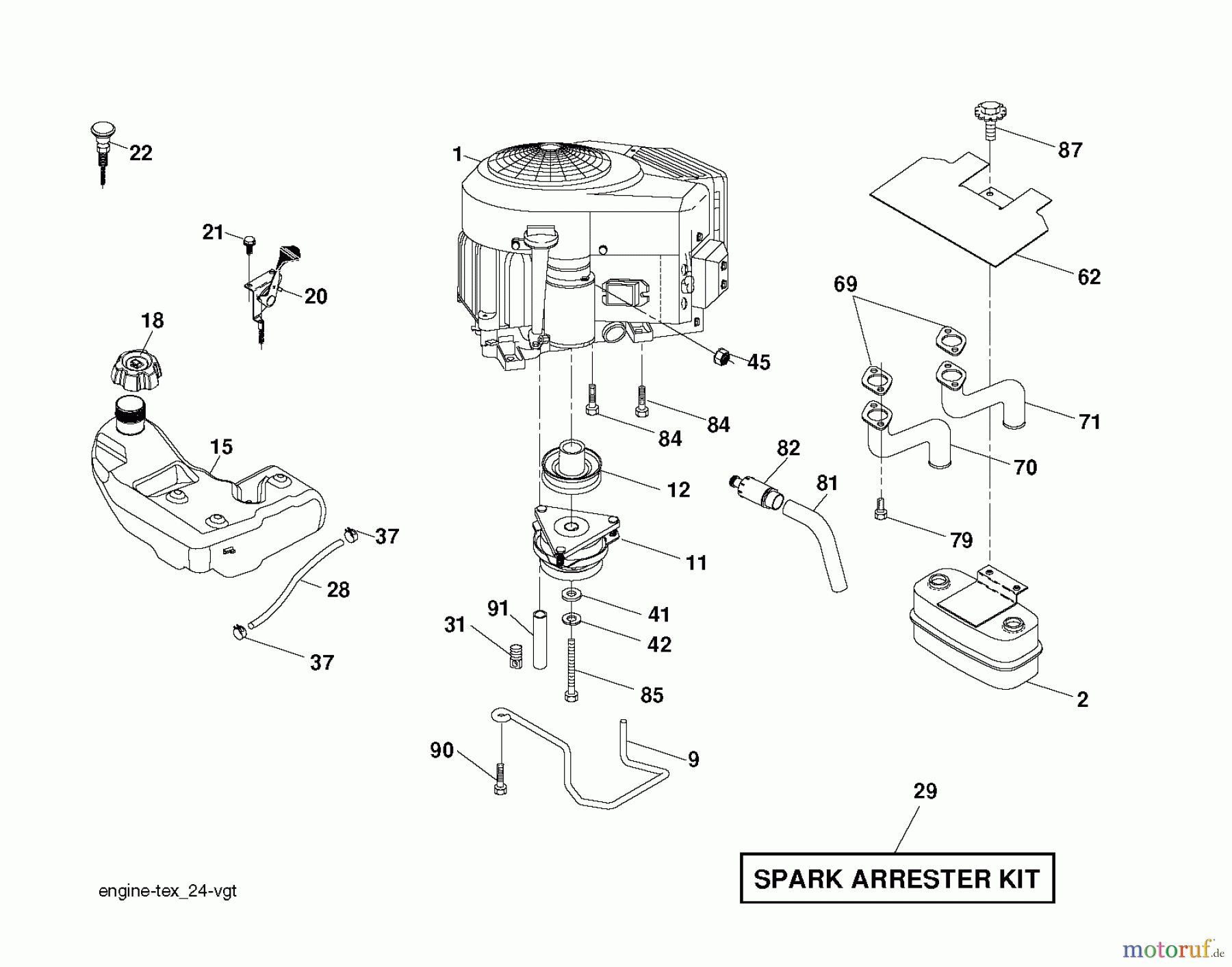  Jonsered Rasen  und Garten Traktoren LT2223 A2 (96041004001) - Jonsered Lawn & Garden Tractor (2007-05) ENGINE