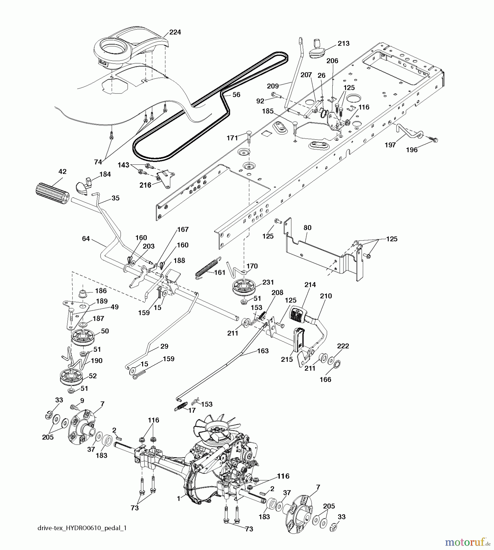 Jonsered Rasen und Garten Traktoren LT2223 A2 (96041004002) - Jonsered Lawn & Garden Tractor (2008-01) DRIVE