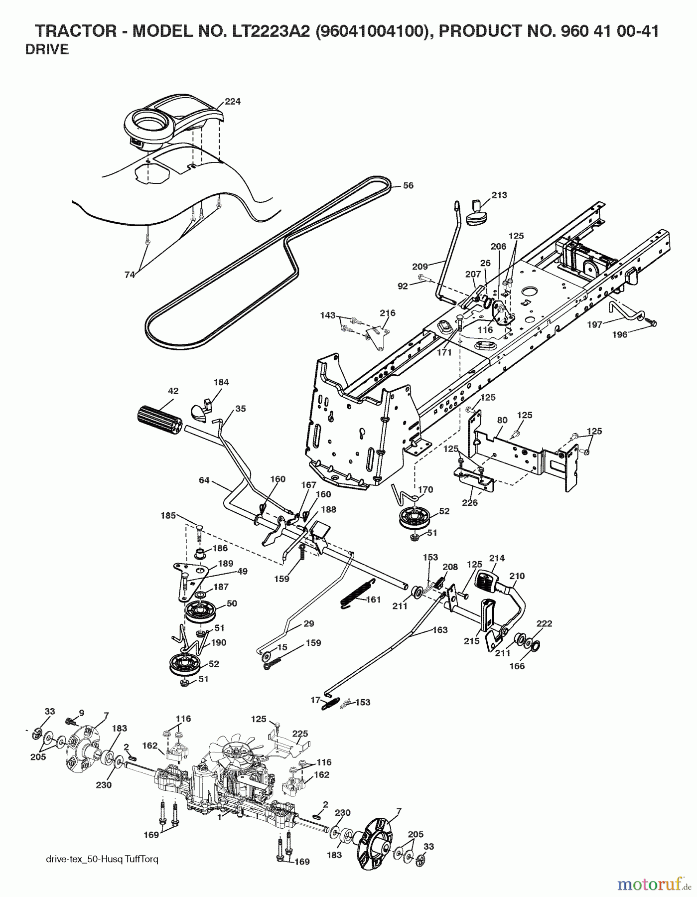 Jonsered Rasen und Garten Traktoren LT2223 A2 (96041004100) - Jonsered Lawn & Garden Tractor (2007-04) DRIVE