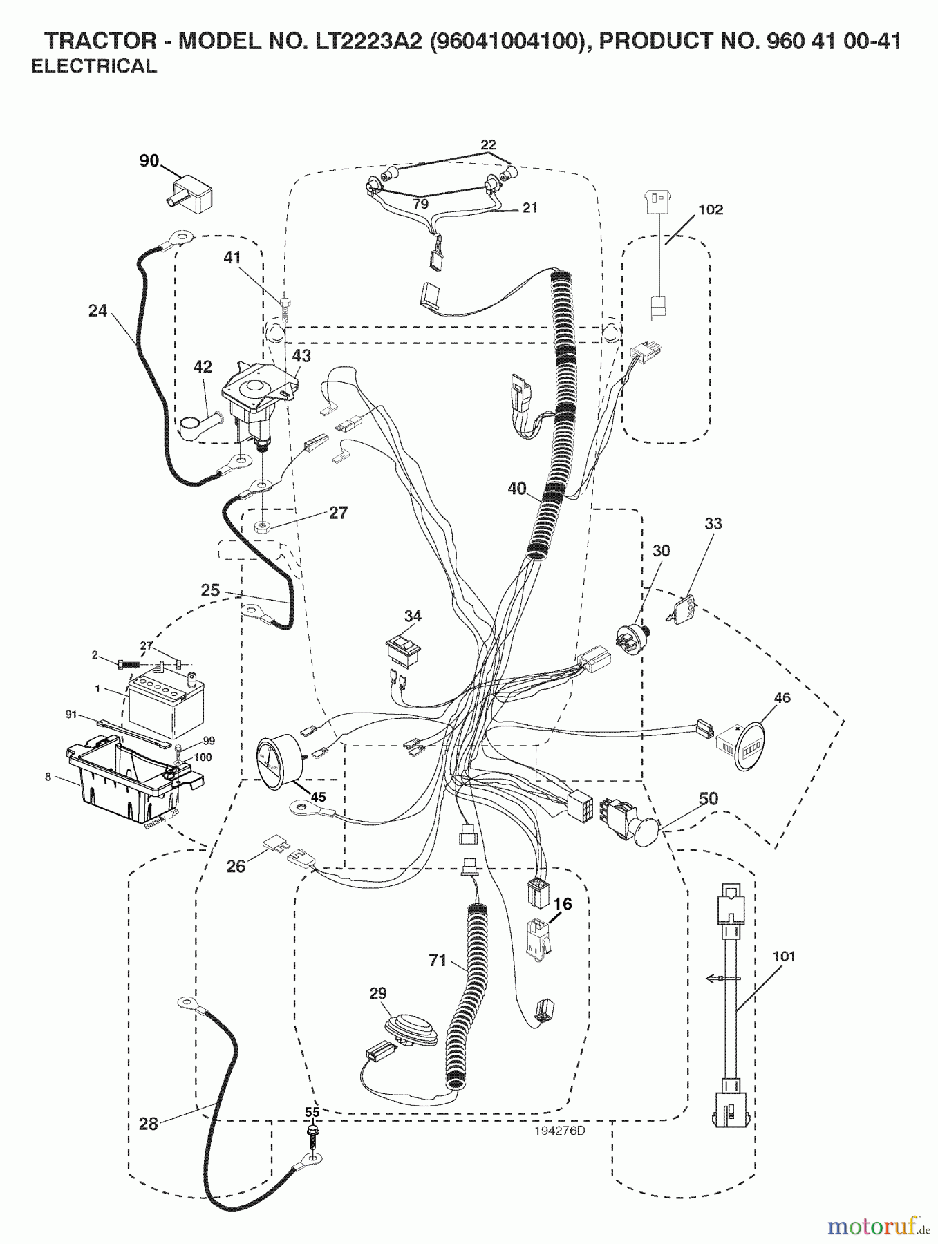 Jonsered Rasen und Garten Traktoren LT2223 A2 (96041004100) - Jonsered Lawn & Garden Tractor (2007-04) ELECTRICAL