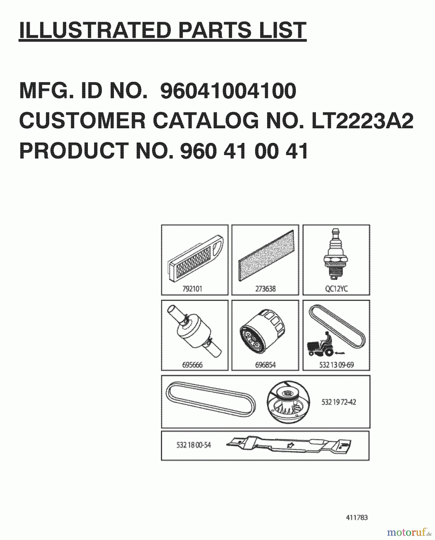  Jonsered Rasen  und Garten Traktoren LT2223 A2 (96041004100) - Jonsered Lawn & Garden Tractor (2007-04) FREQUENTLY USED PARTS