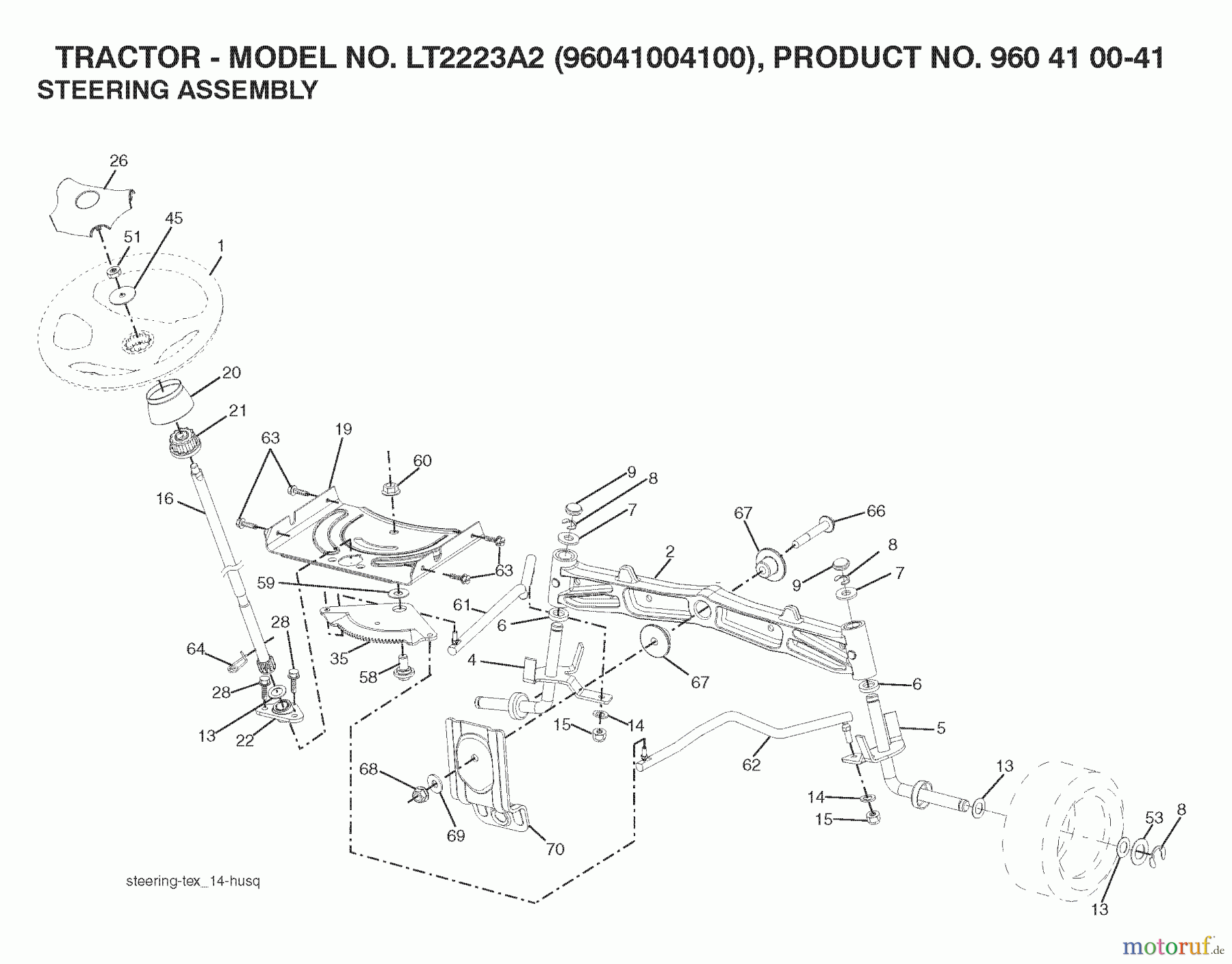  Jonsered Rasen  und Garten Traktoren LT2223 A2 (96041004100) - Jonsered Lawn & Garden Tractor (2007-04) STEERING