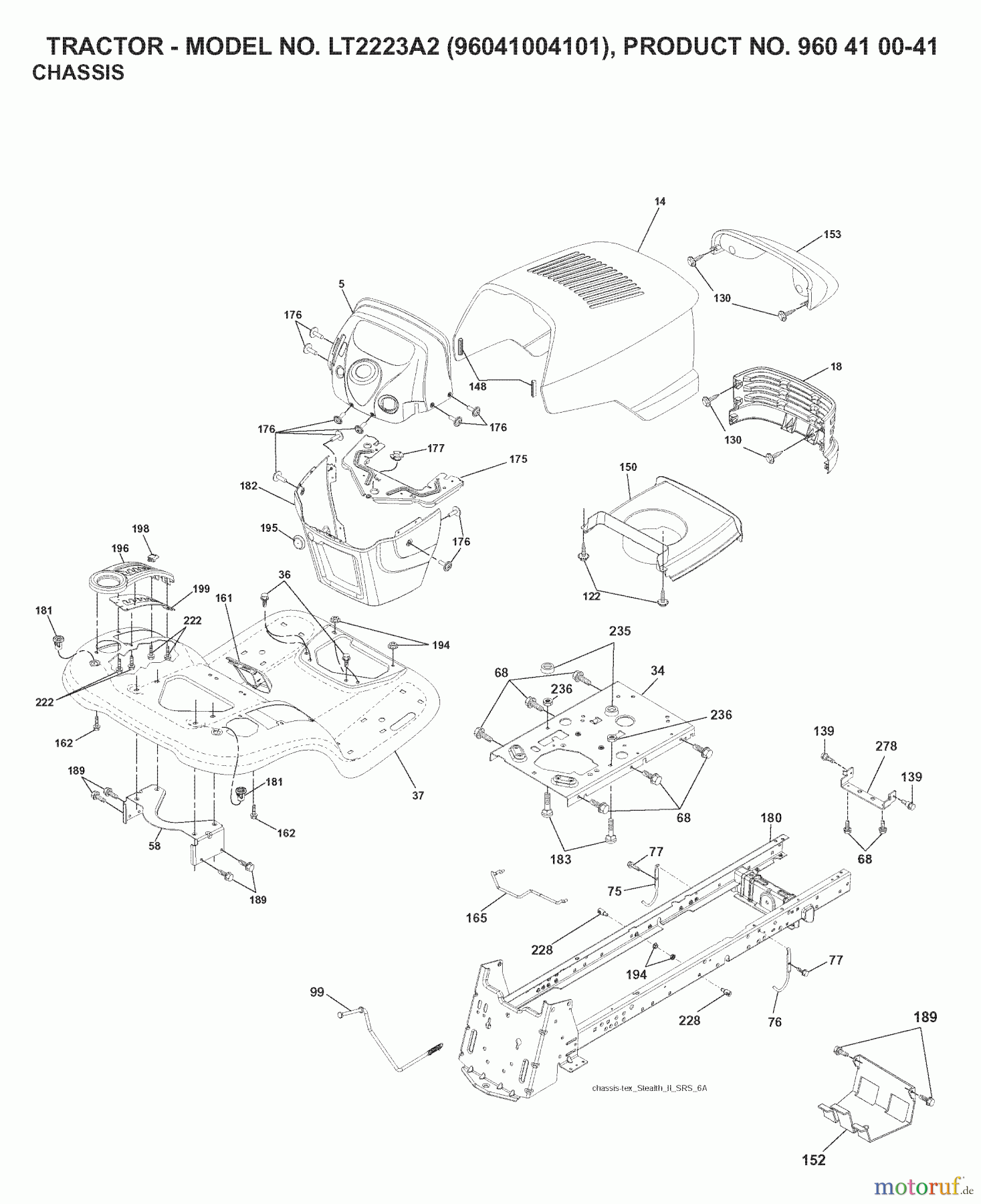  Jonsered Rasen  und Garten Traktoren LT2223 A2 (96041004101) - Jonsered Lawn & Garden Tractor (2007-06) CHASSIS ENCLOSURES