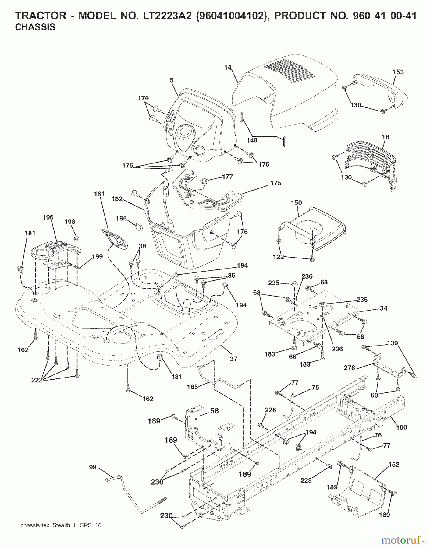 Jonsered Rasen und Garten Traktoren LT2223 A2 (96041004102) - Jonsered Lawn & Garden Tractor (2008-01) CHASSIS ENCLOSURES