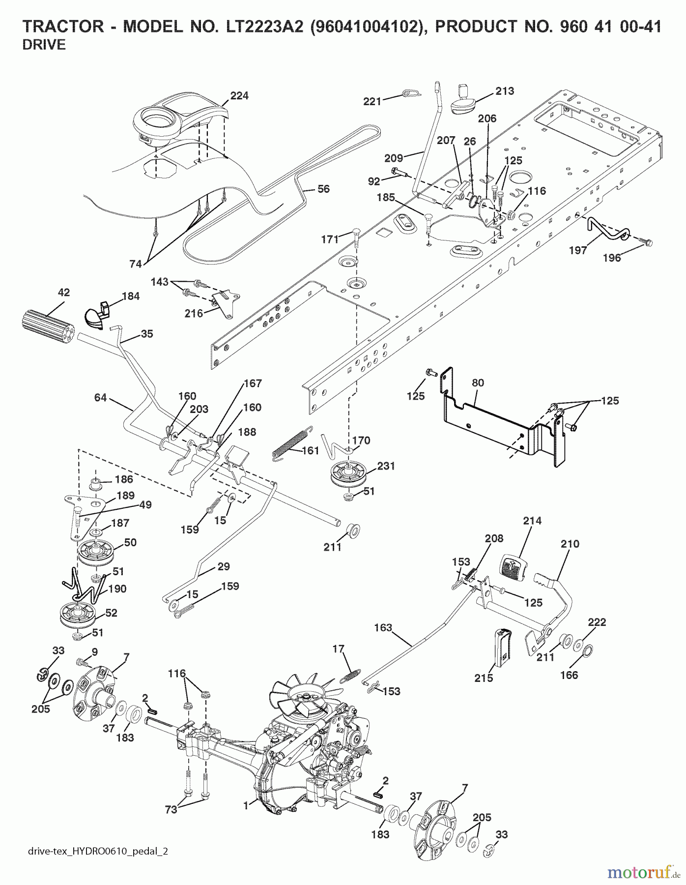  Jonsered Rasen  und Garten Traktoren LT2223 A2 (96041004102) - Jonsered Lawn & Garden Tractor (2008-01) DRIVE