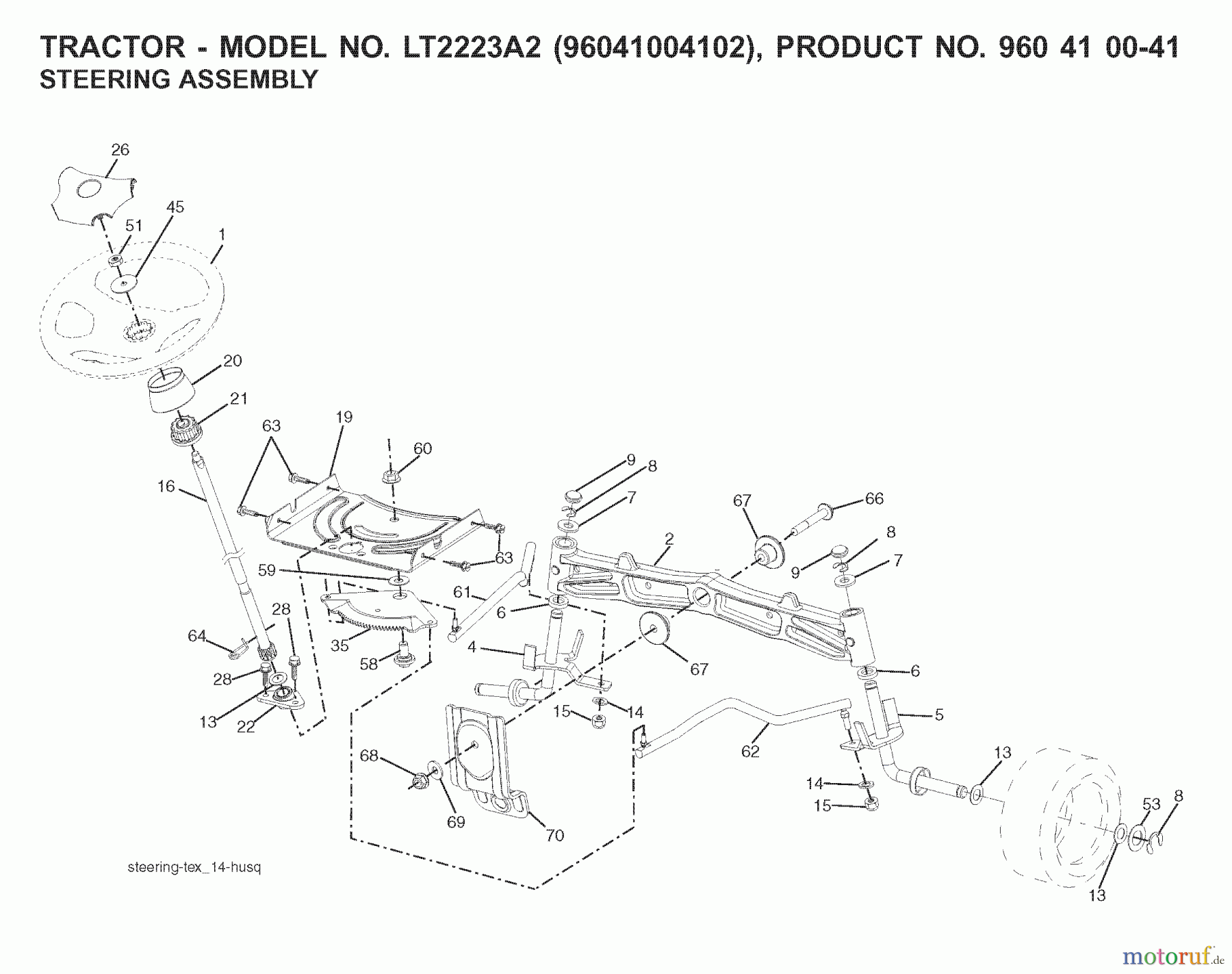  Jonsered Rasen  und Garten Traktoren LT2223 A2 (96041004102) - Jonsered Lawn & Garden Tractor (2008-01) STEERING