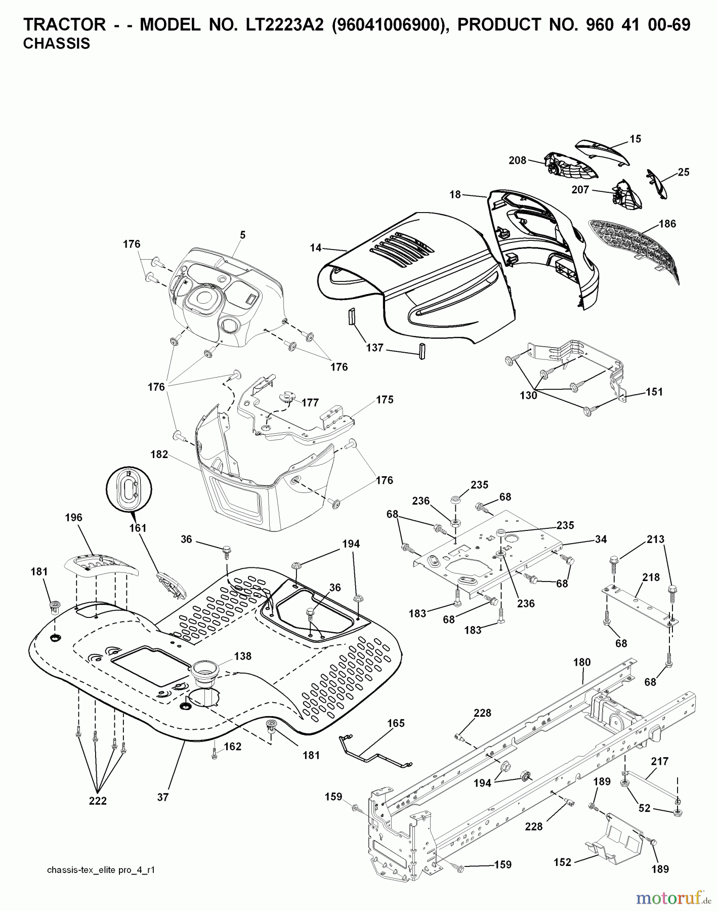  Jonsered Rasen  und Garten Traktoren LT2223 A2 (96041006900) - Jonsered Lawn & Garden Tractor (2008-02) CHASSIS ENCLOSURES