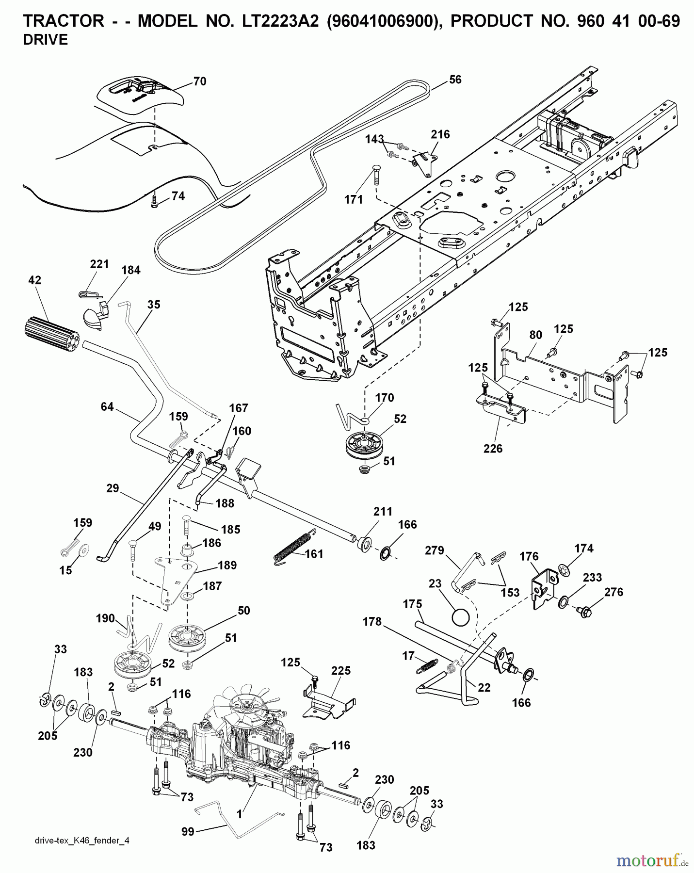  Jonsered Rasen  und Garten Traktoren LT2223 A2 (96041006900) - Jonsered Lawn & Garden Tractor (2008-02) DRIVE