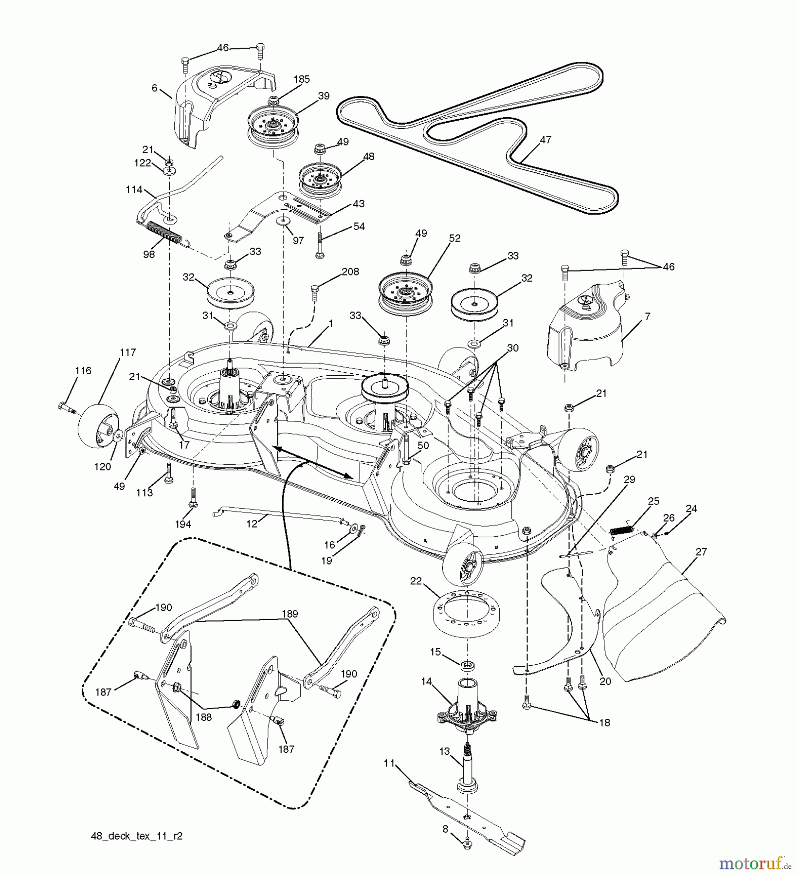 Jonsered Rasen und Garten Traktoren LT2223 A2 (96041011000) - Jonsered Lawn & Garden Tractor (2009-01) MOWER DECK / CUTTING DECK