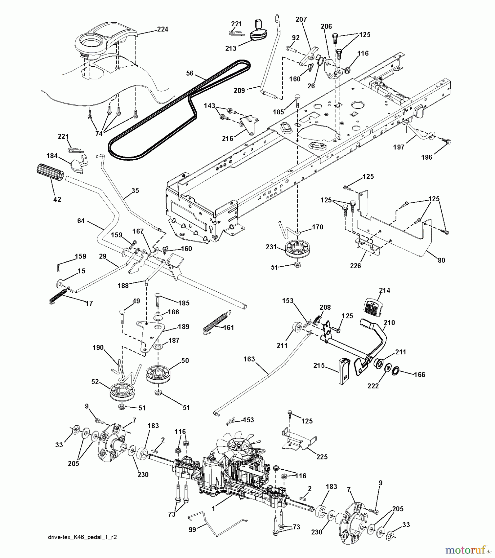 Jonsered Rasen und Garten Traktoren LT2223 A2 (96041011000) - Jonsered Lawn & Garden Tractor (2009-01) DRIVE