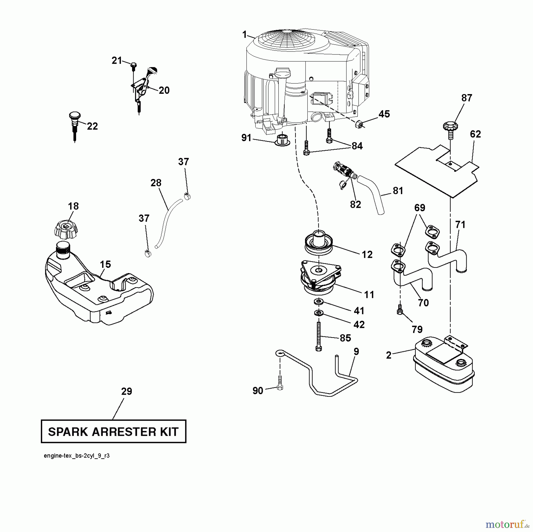 Jonsered Rasen und Garten Traktoren LT2223 A2 (96041011003) - Jonsered Lawn & Garden Tractor (2010-08) ENGINE