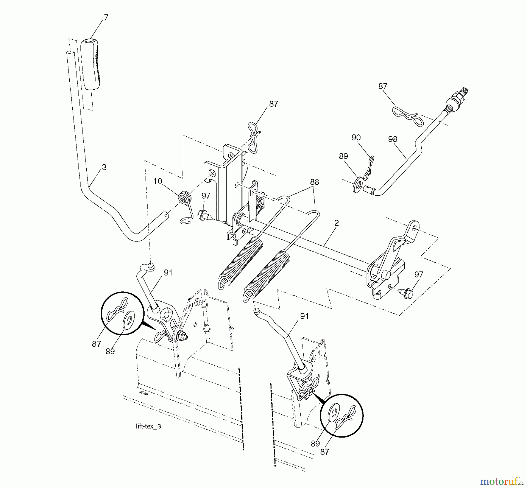 Jonsered Rasen und Garten Traktoren LT2323 A2 (96041026200) - Jonsered Lawn & Garden Tractor (2012-01) MOWER LIFT / DECK LIFT