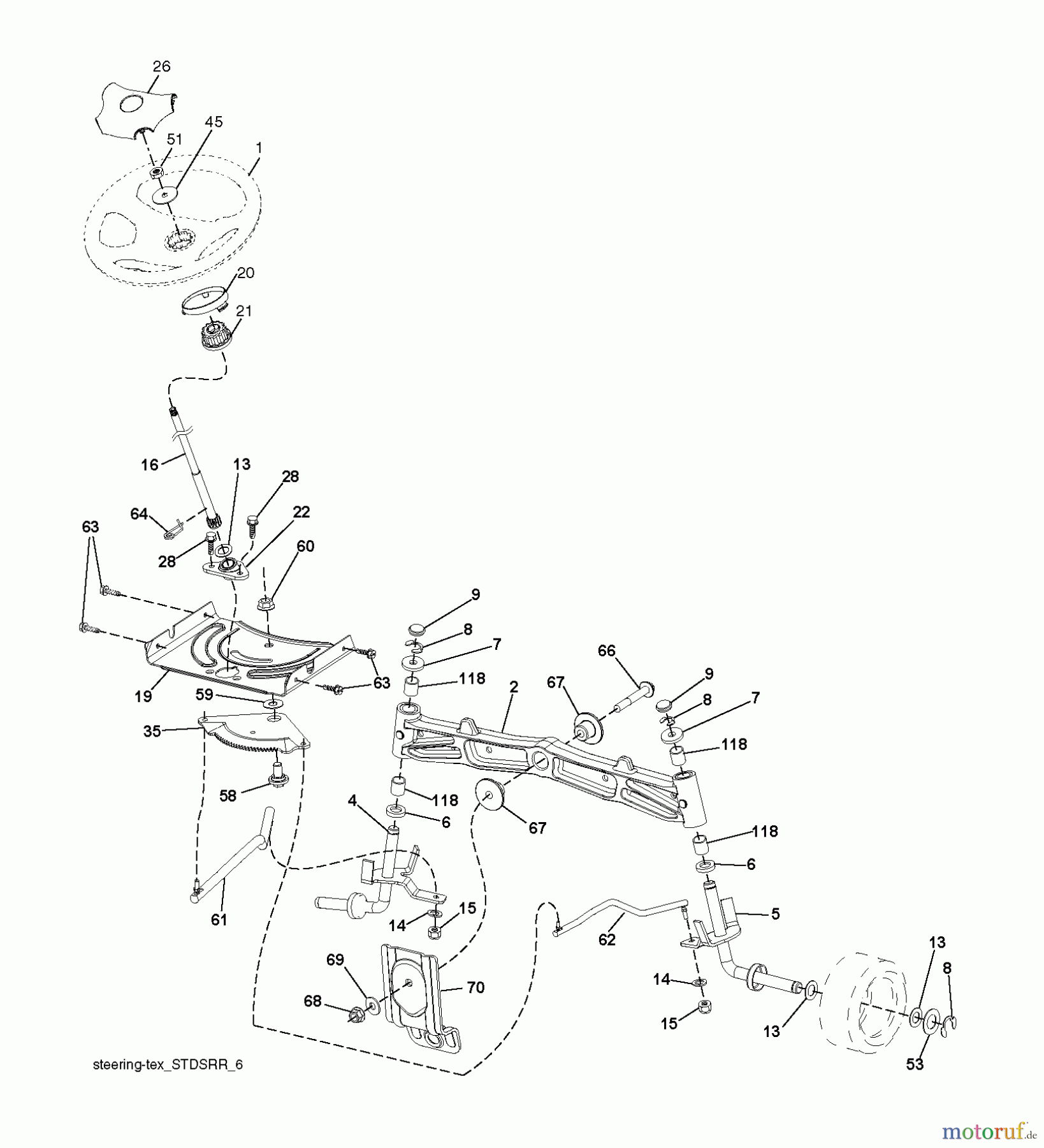 Jonsered Rasen und Garten Traktoren LT2223 A2 (96041011100) - Jonsered Lawn & Garden Tractor (2009-02) STEERING