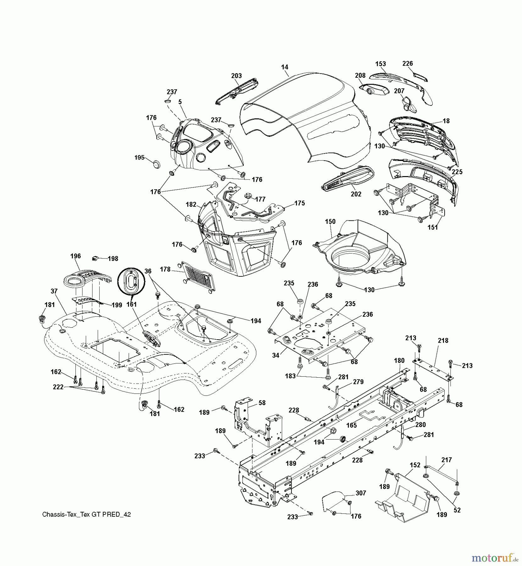 Jonsered Rasen und Garten Traktoren LT2223 A2 (96041011101) - Jonsered Lawn & Garden Tractor (2010-02) CHASSIS ENCLOSURES